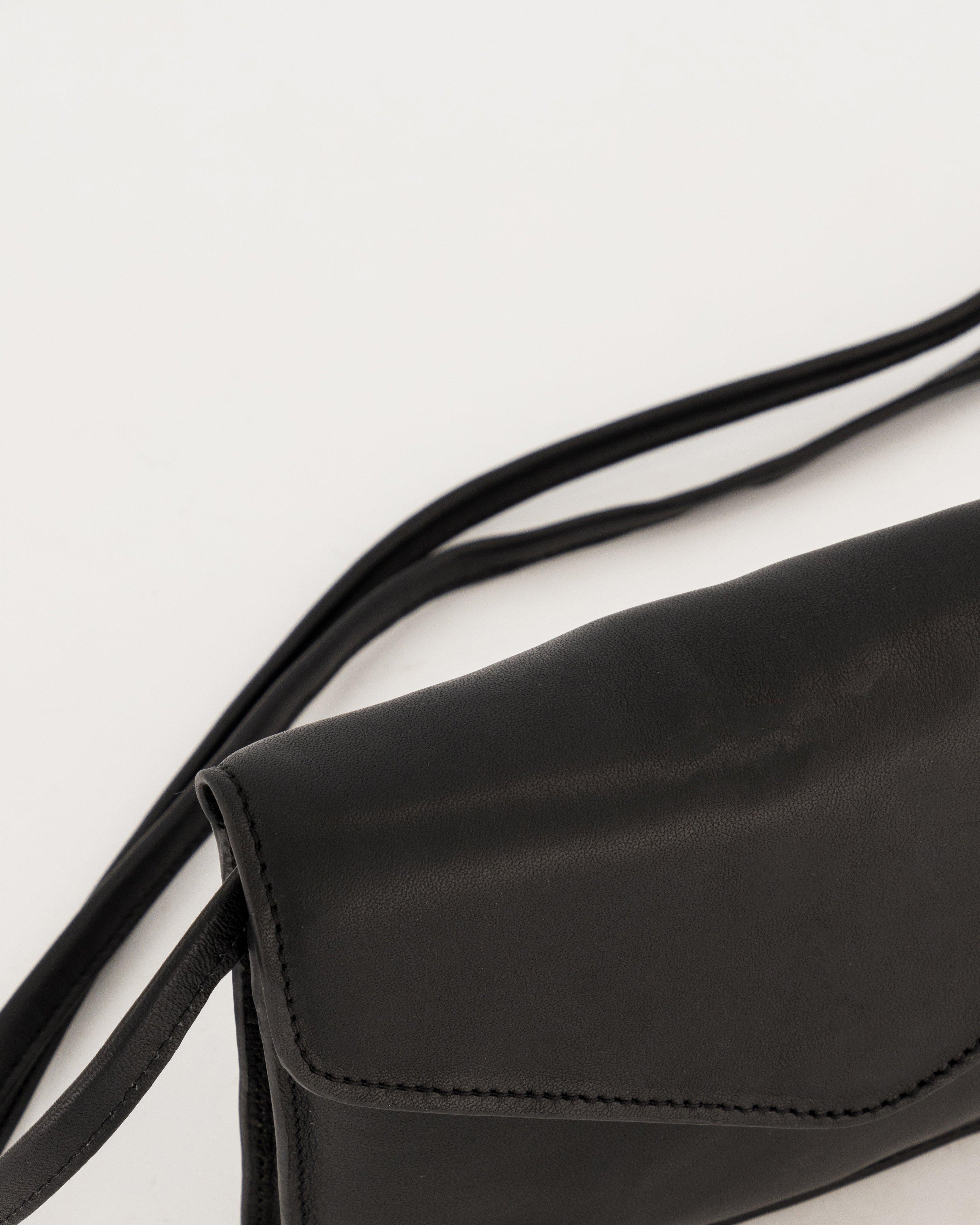 Cora Leather Crossbody Bag -  black