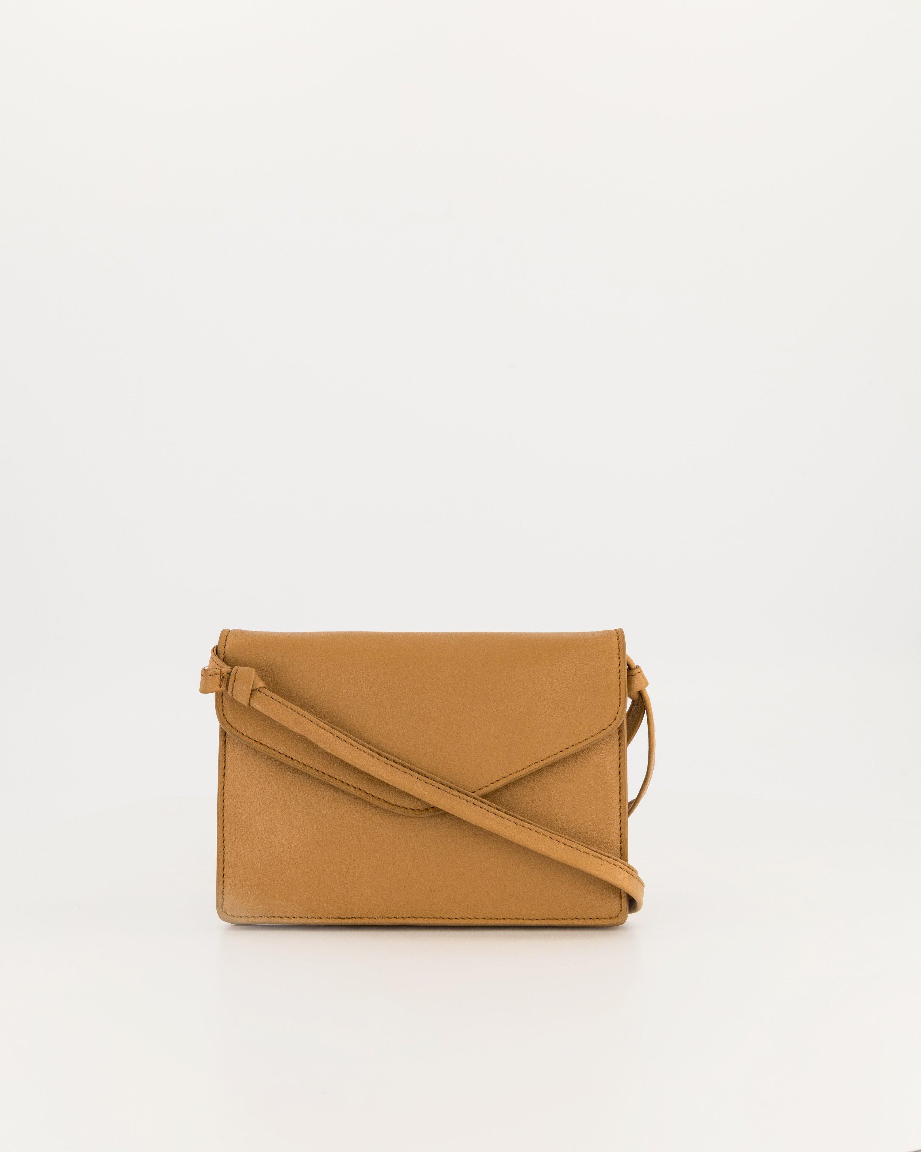 Cora Leather Crossbody Bag -  tan