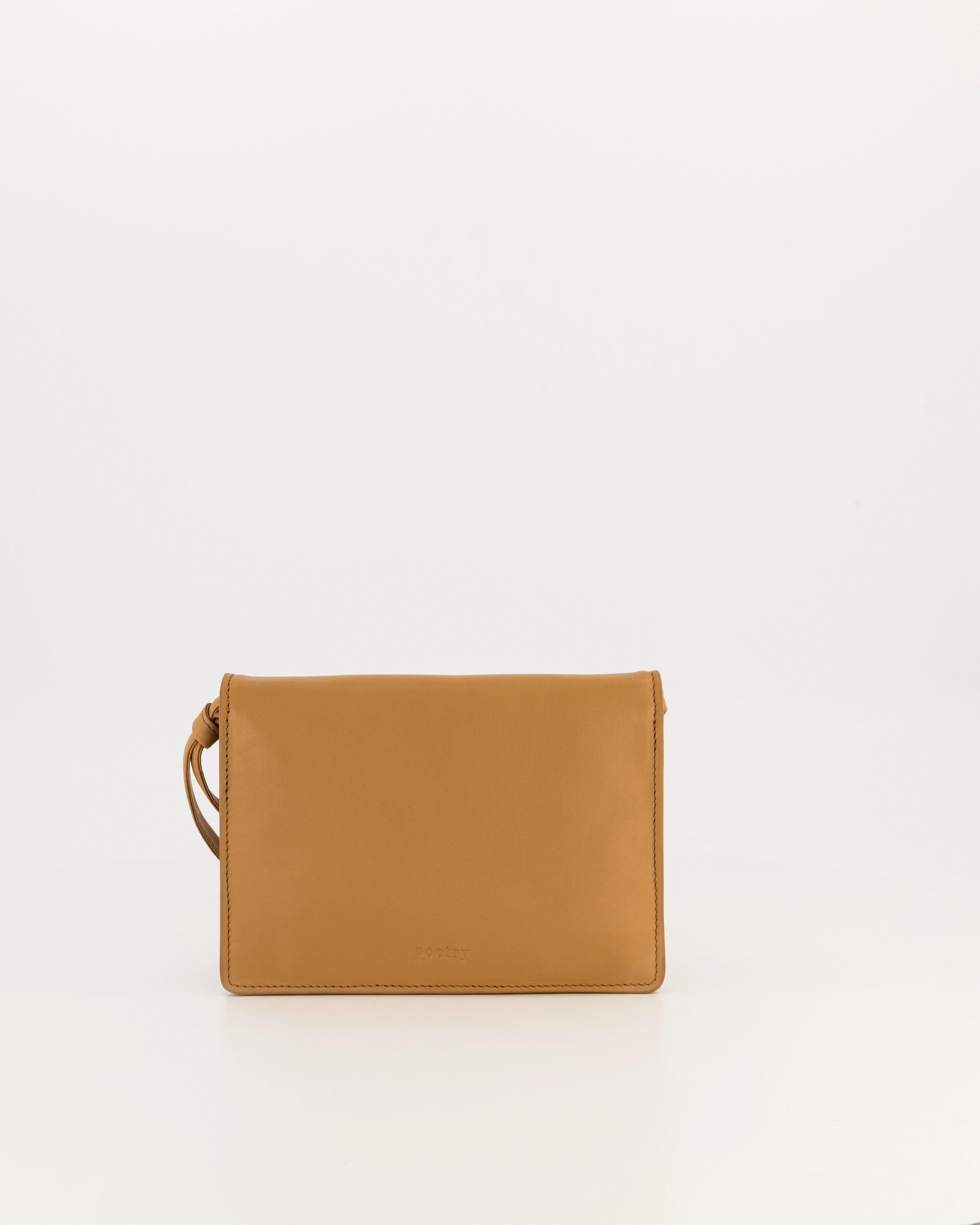 Cora Leather Crossbody Bag -  tan