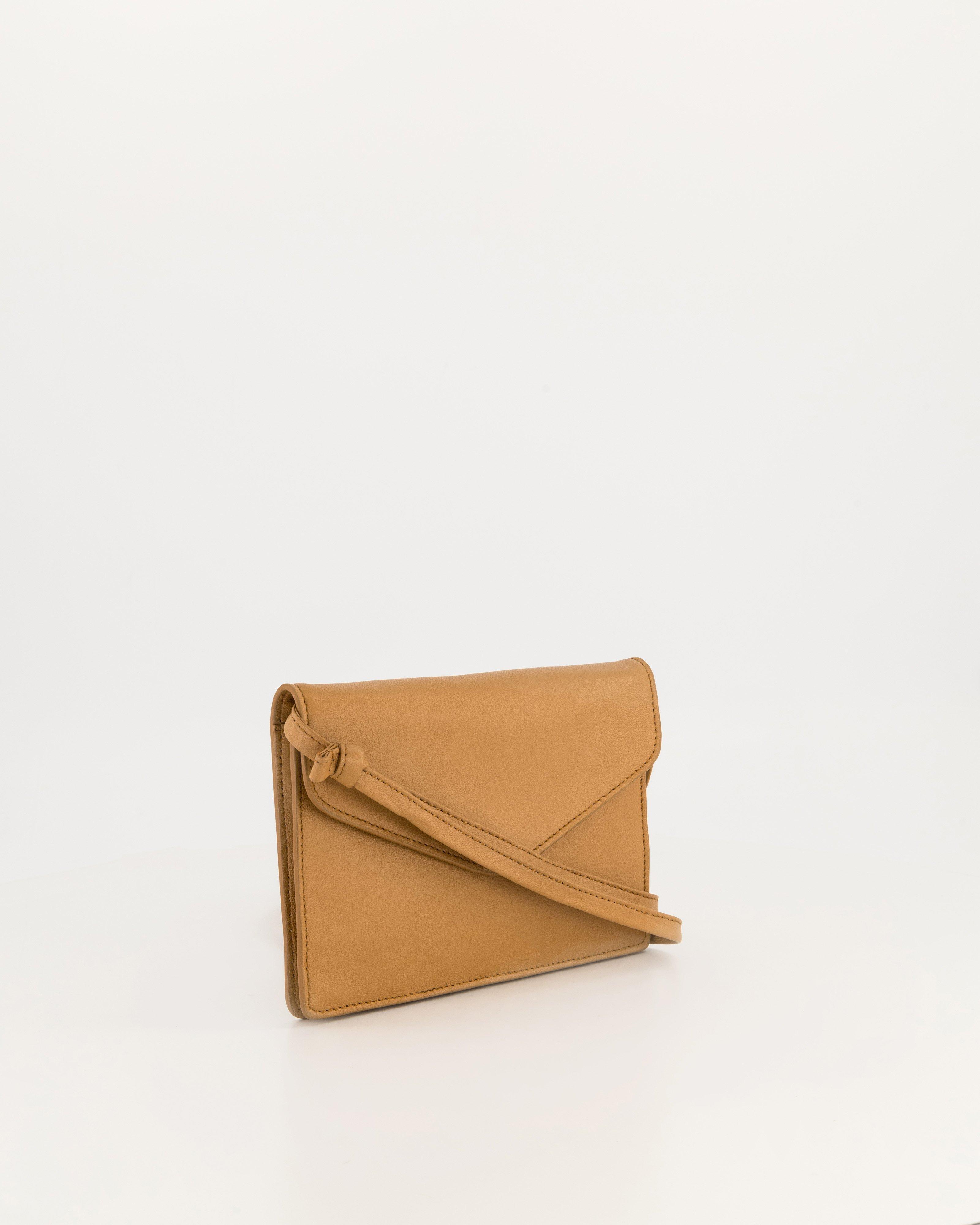 Cora Leather Crossbody Bag -  tan