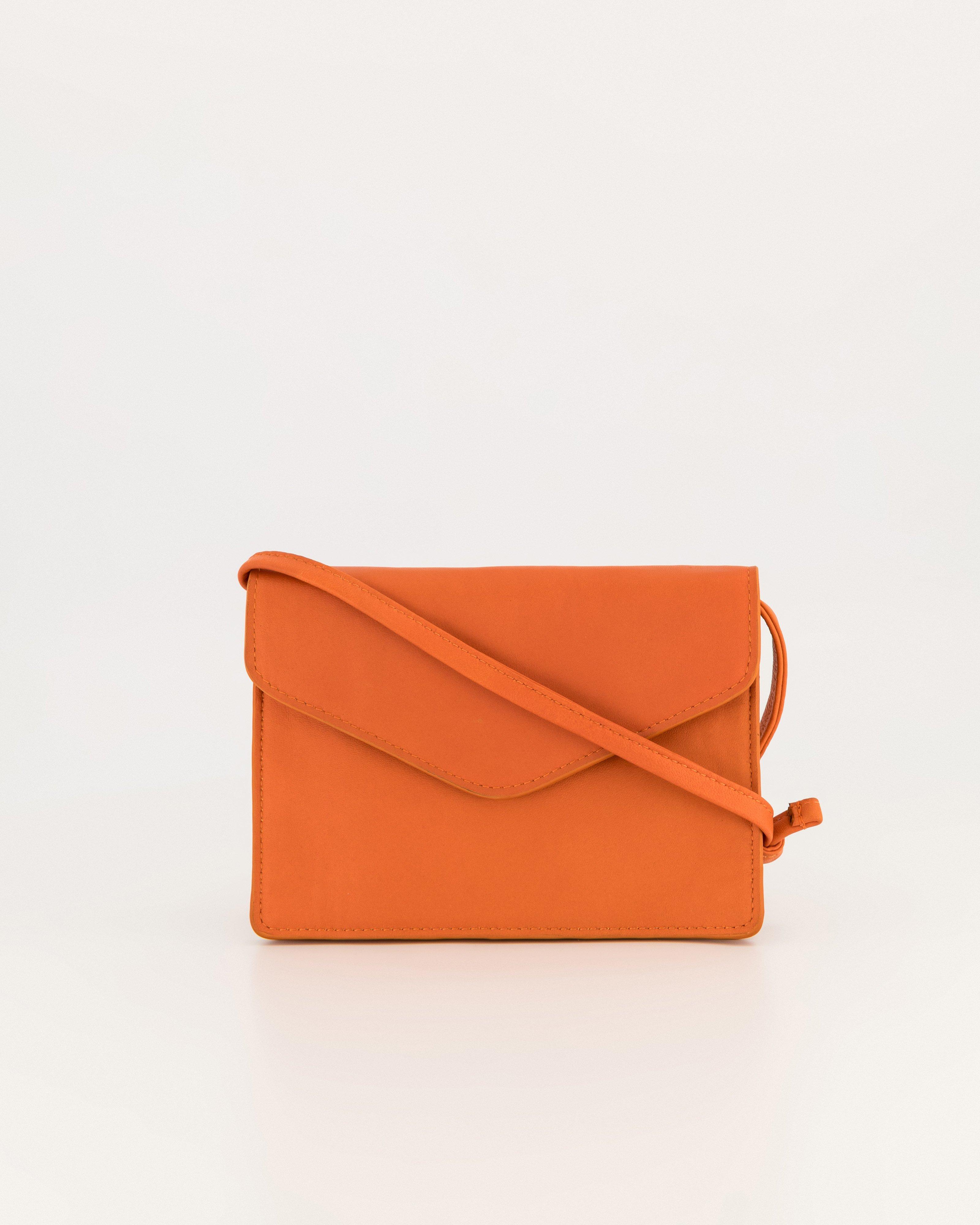 Cora Leather Crossbody Bag -  orange