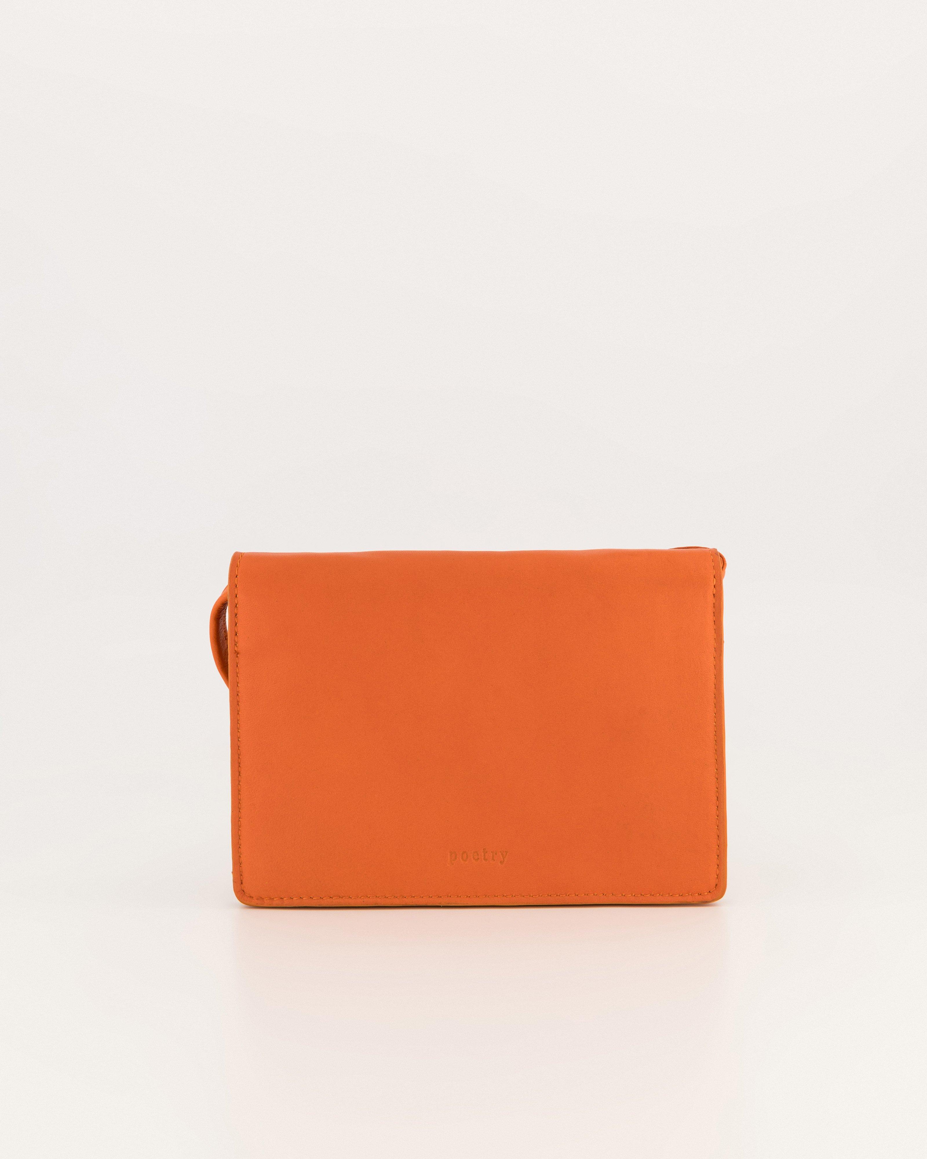 Cora Leather Crossbody Bag -  orange