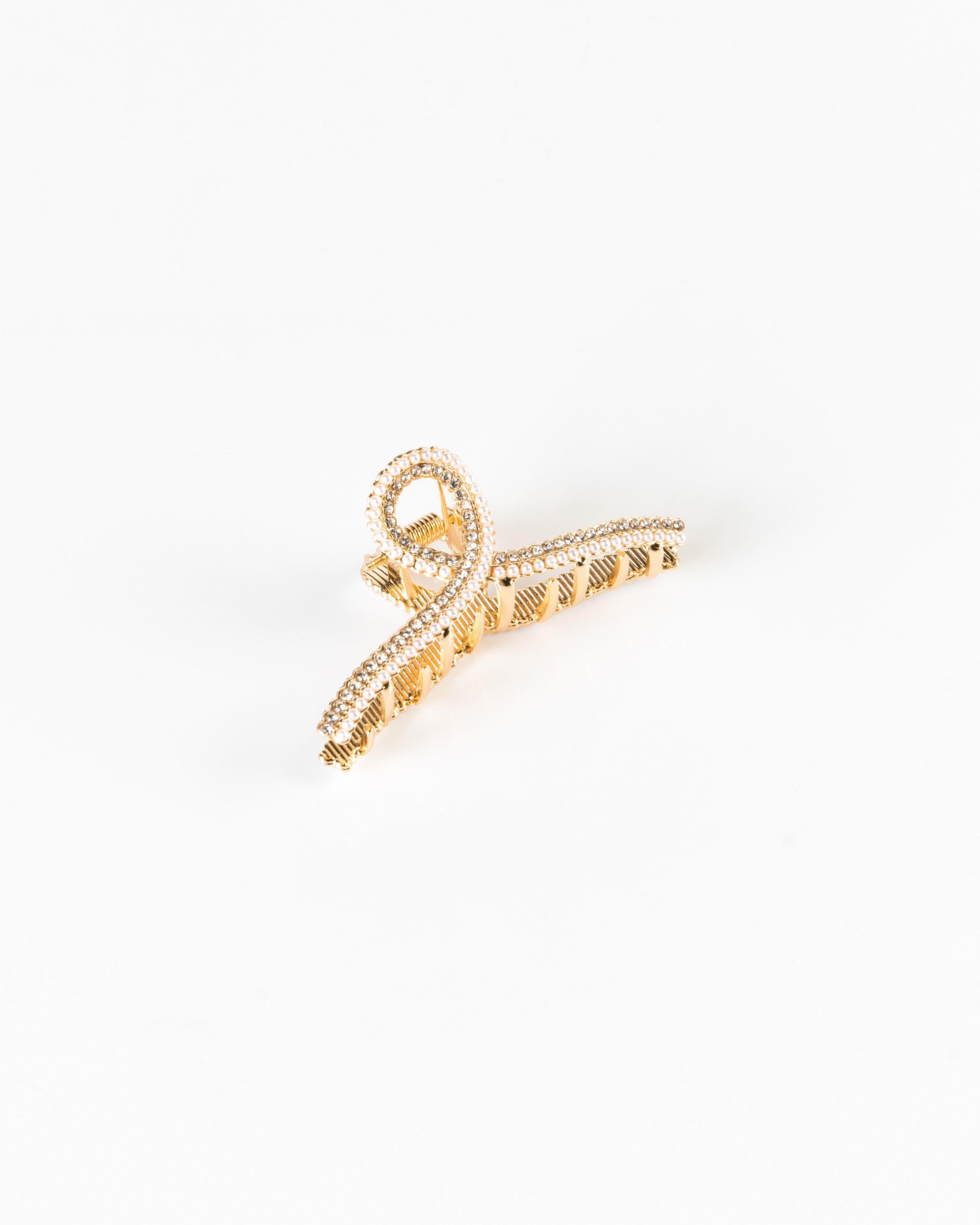 Pria Pearl Looped Bulldog Clip -  gold