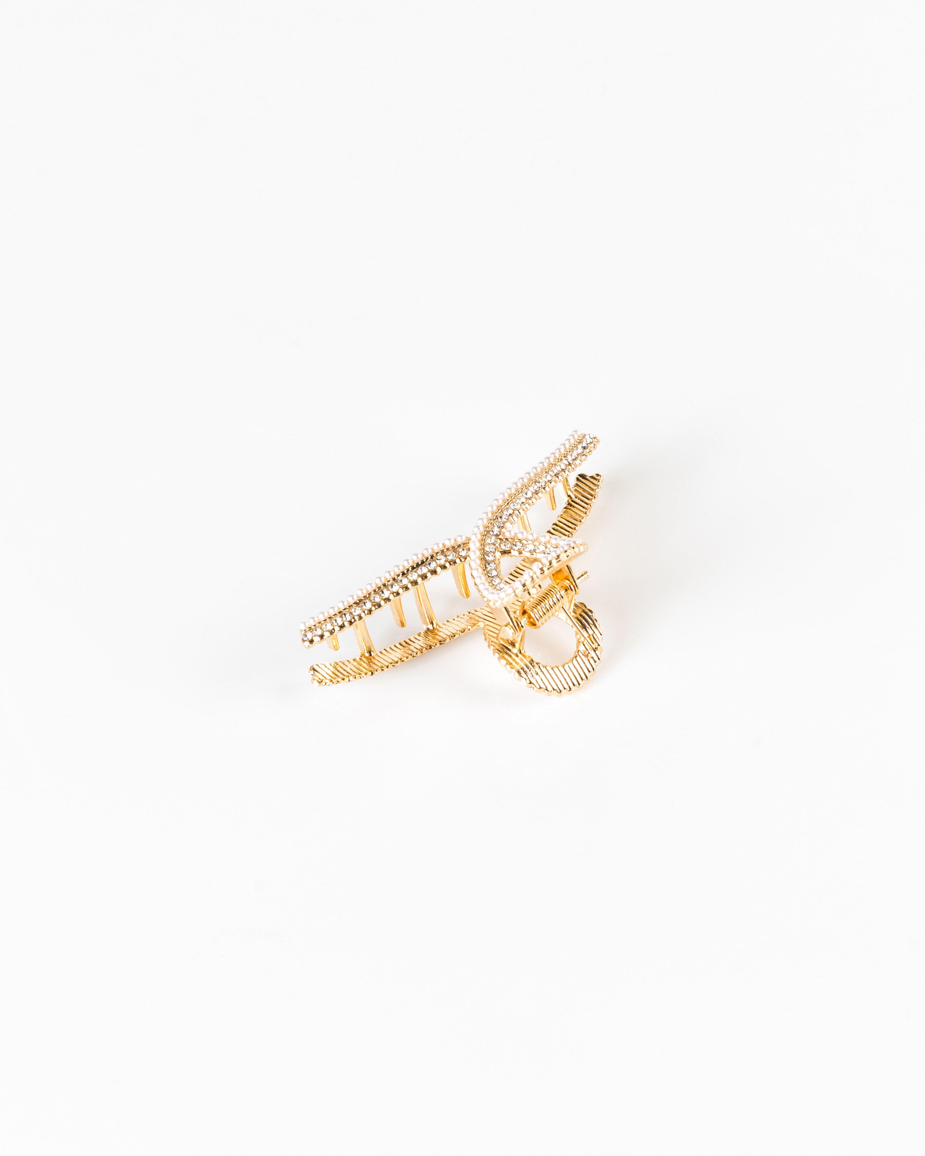 Pria Pearl Looped Bulldog Clip -  gold