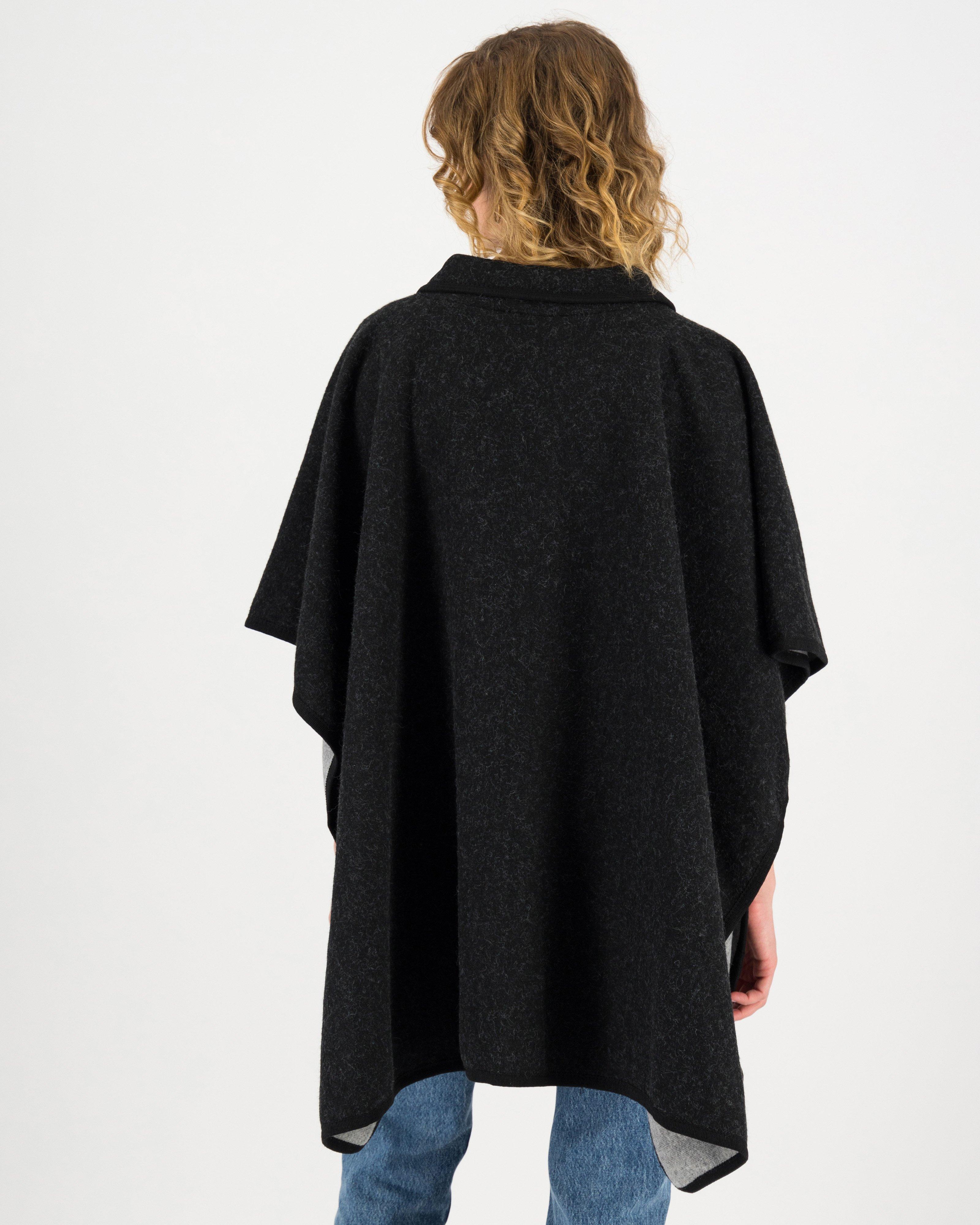 Kathleen Zip Through Poncho -  black