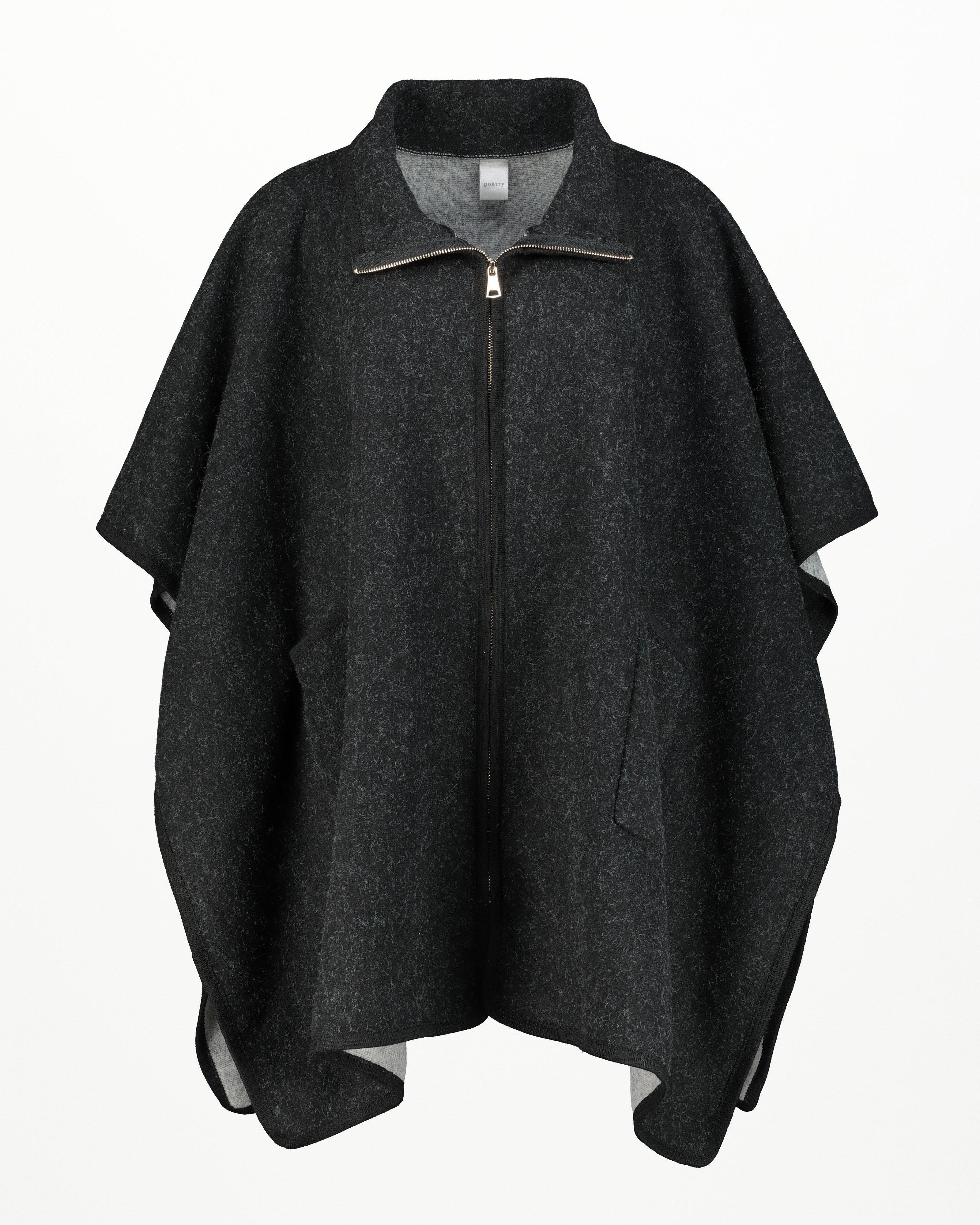 Kathleen Zip Through Poncho -  black