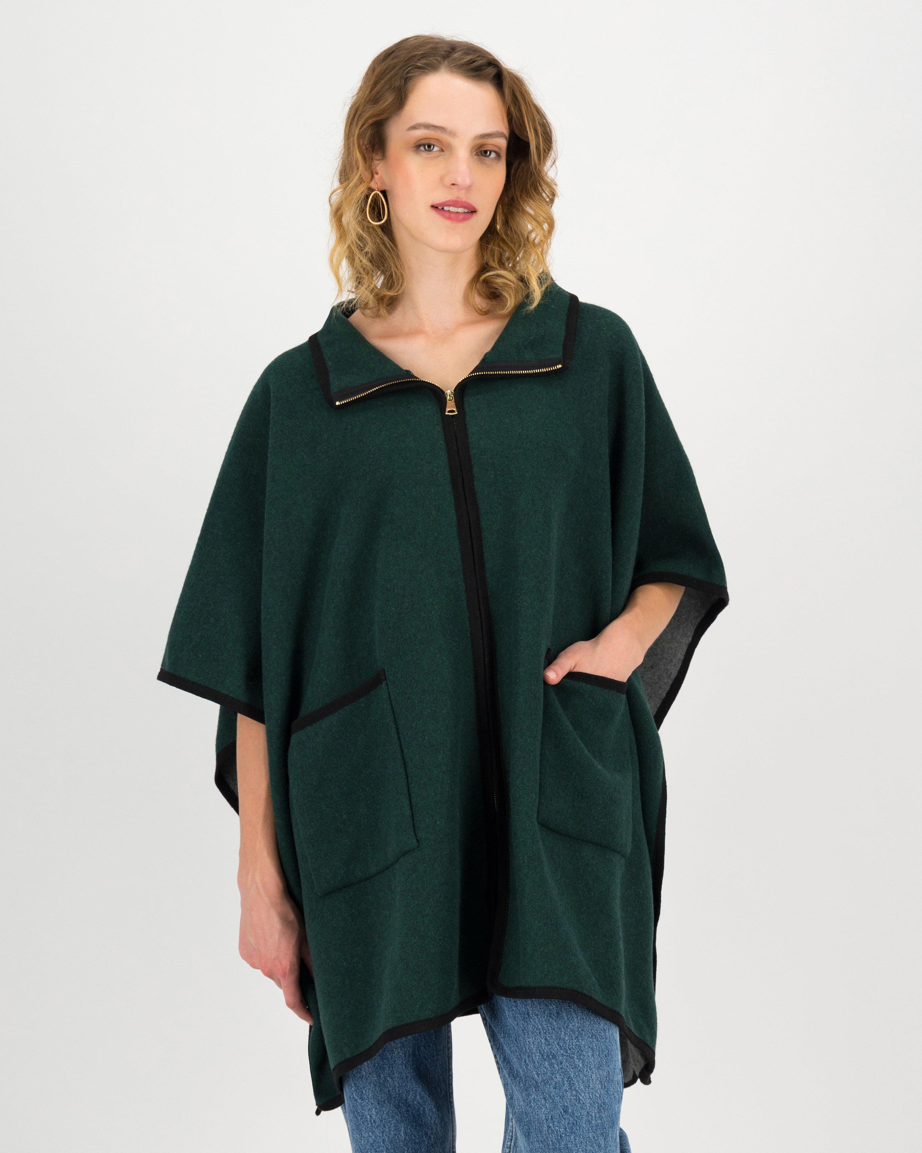 Kathleen Zip Through Poncho -  green