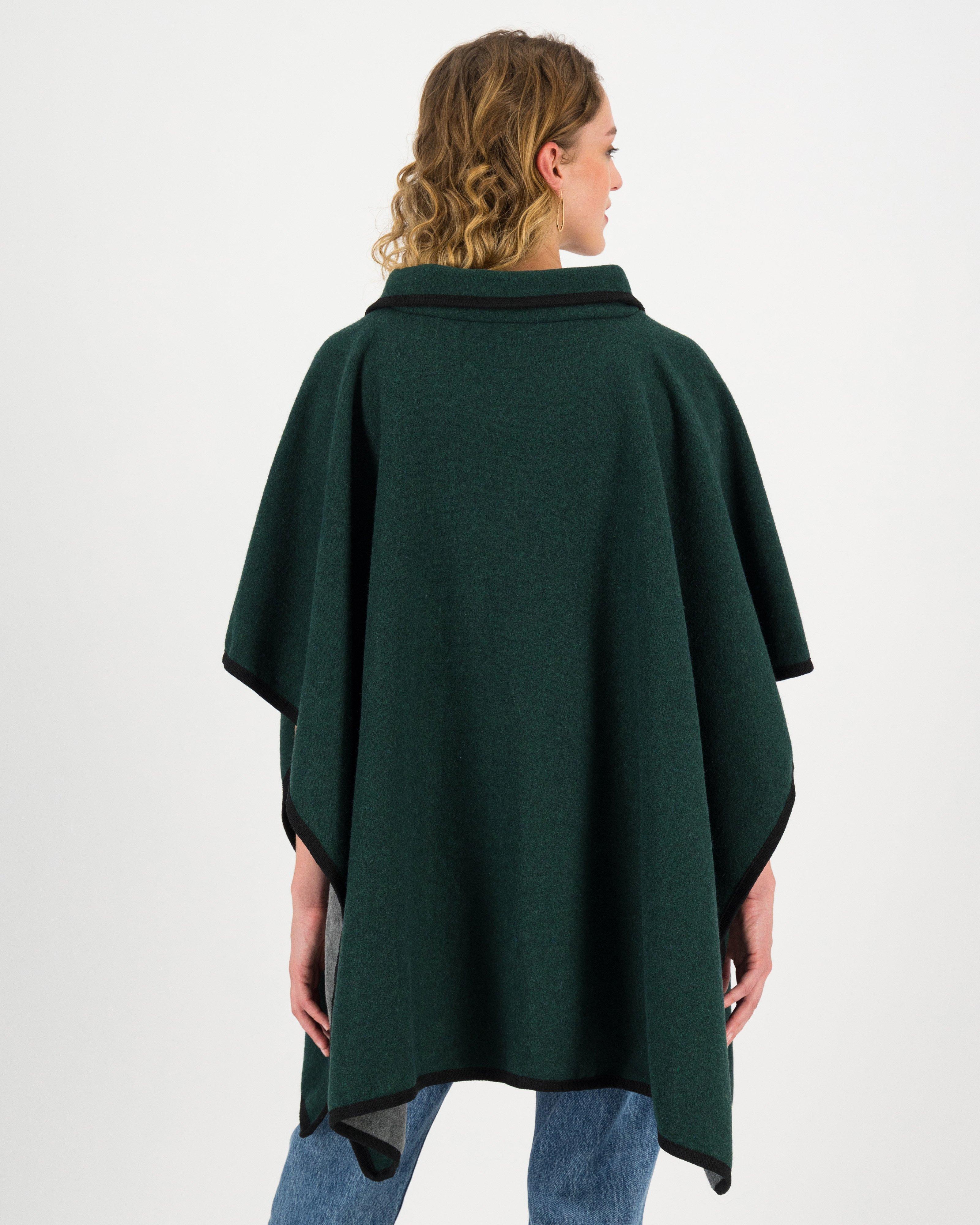 Kathleen Zip Through Poncho -  green