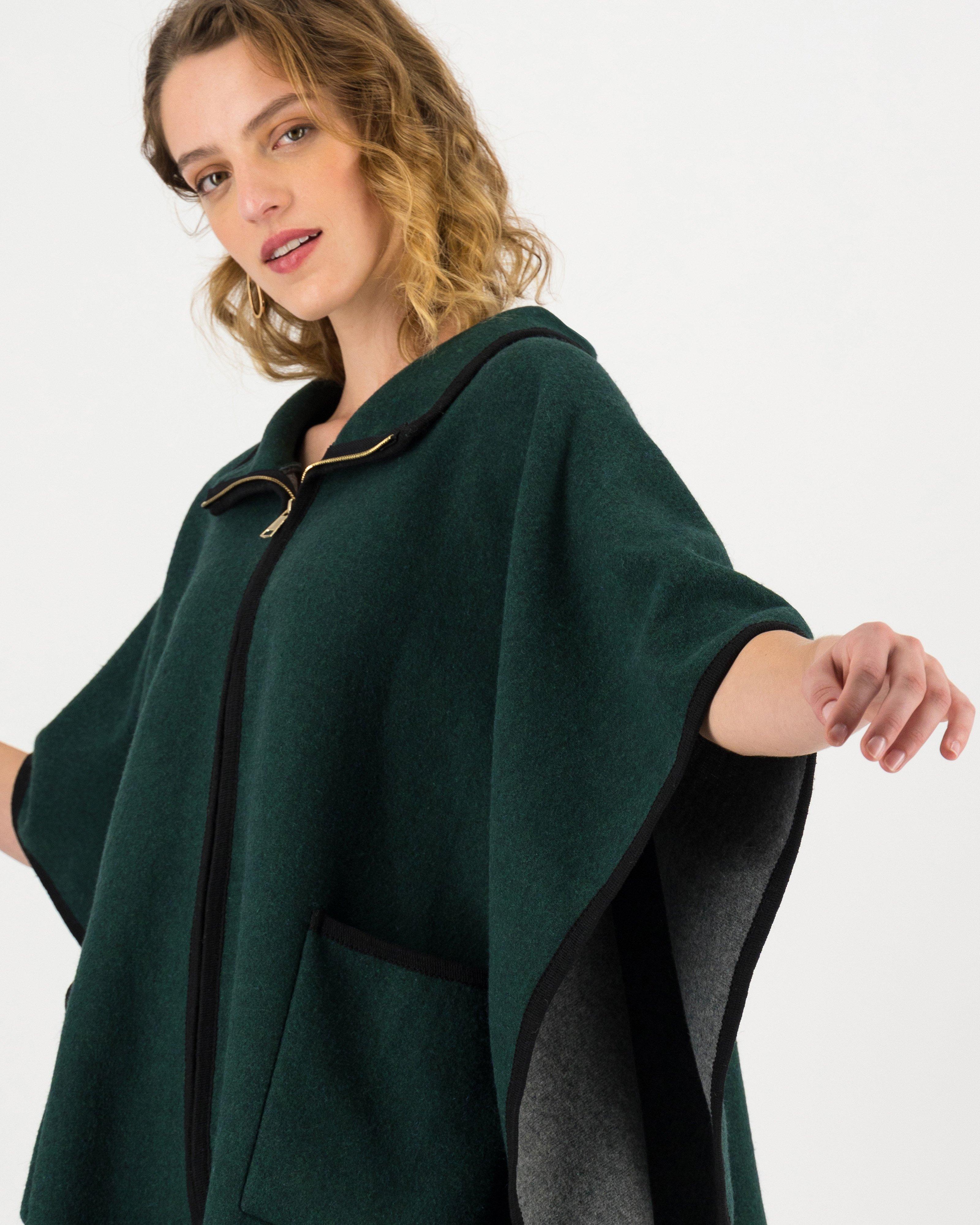 Kathleen Zip Through Poncho -  green