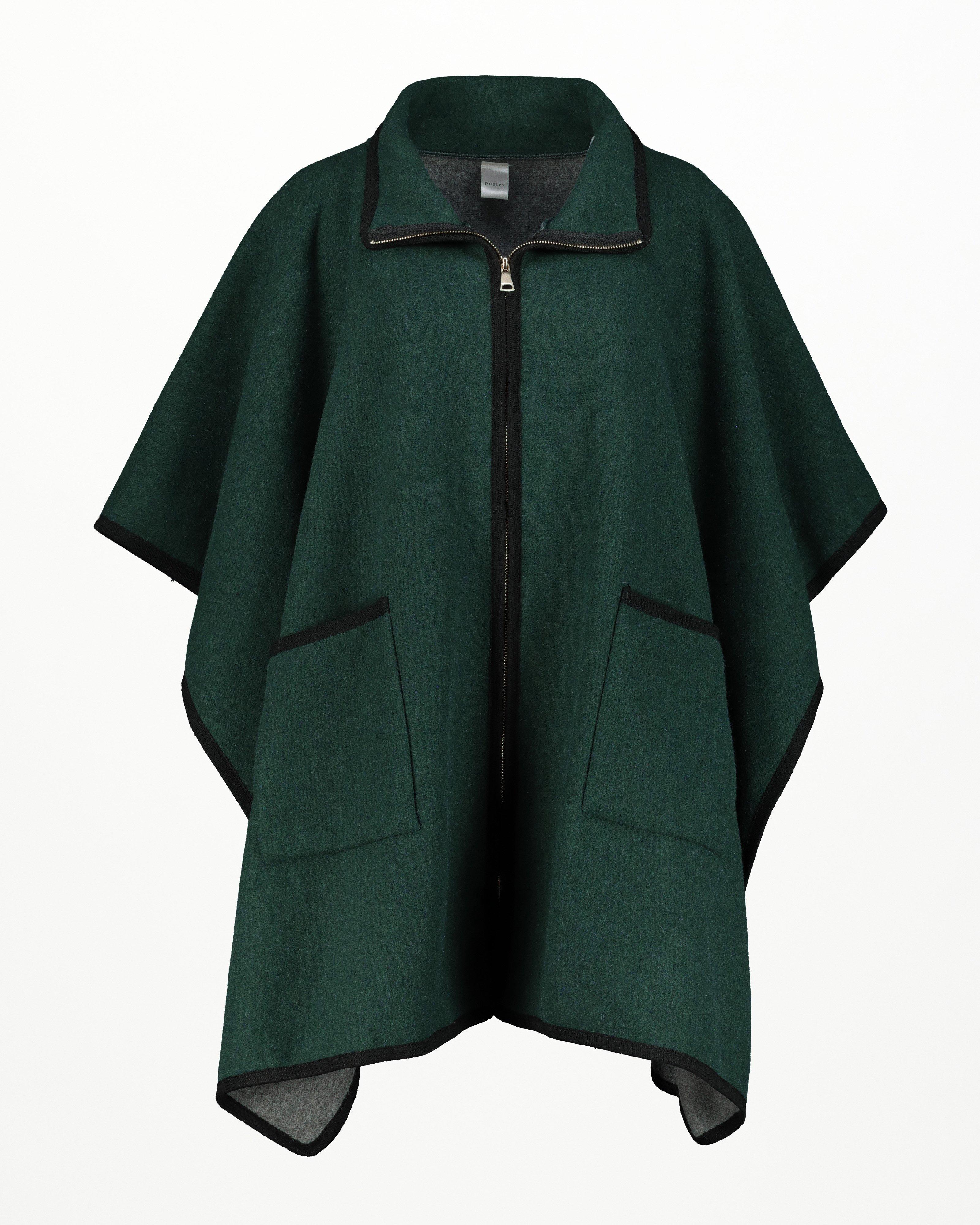 Kathleen Zip Through Poncho -  green