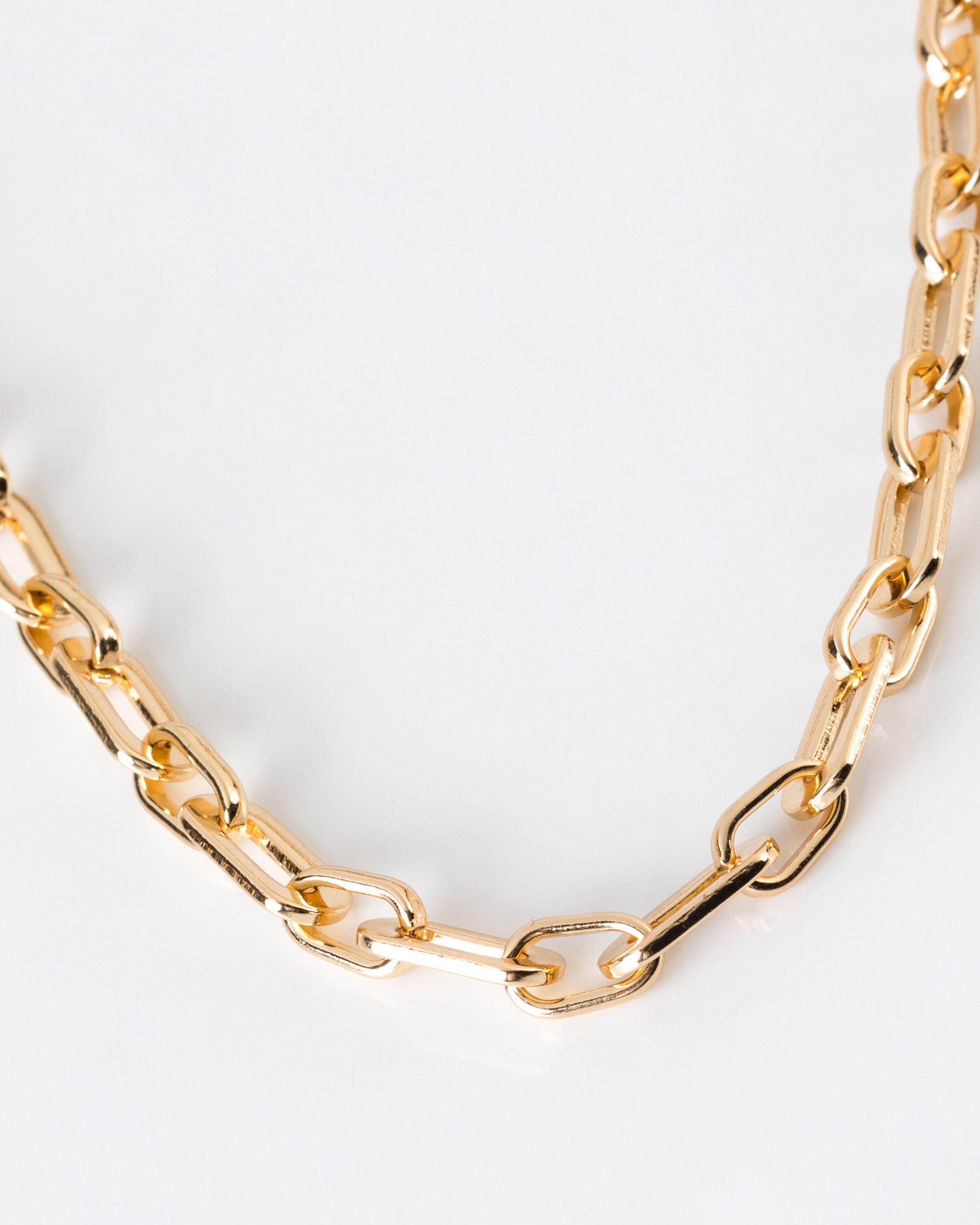 Elongated Chain Link Necklace -  gold