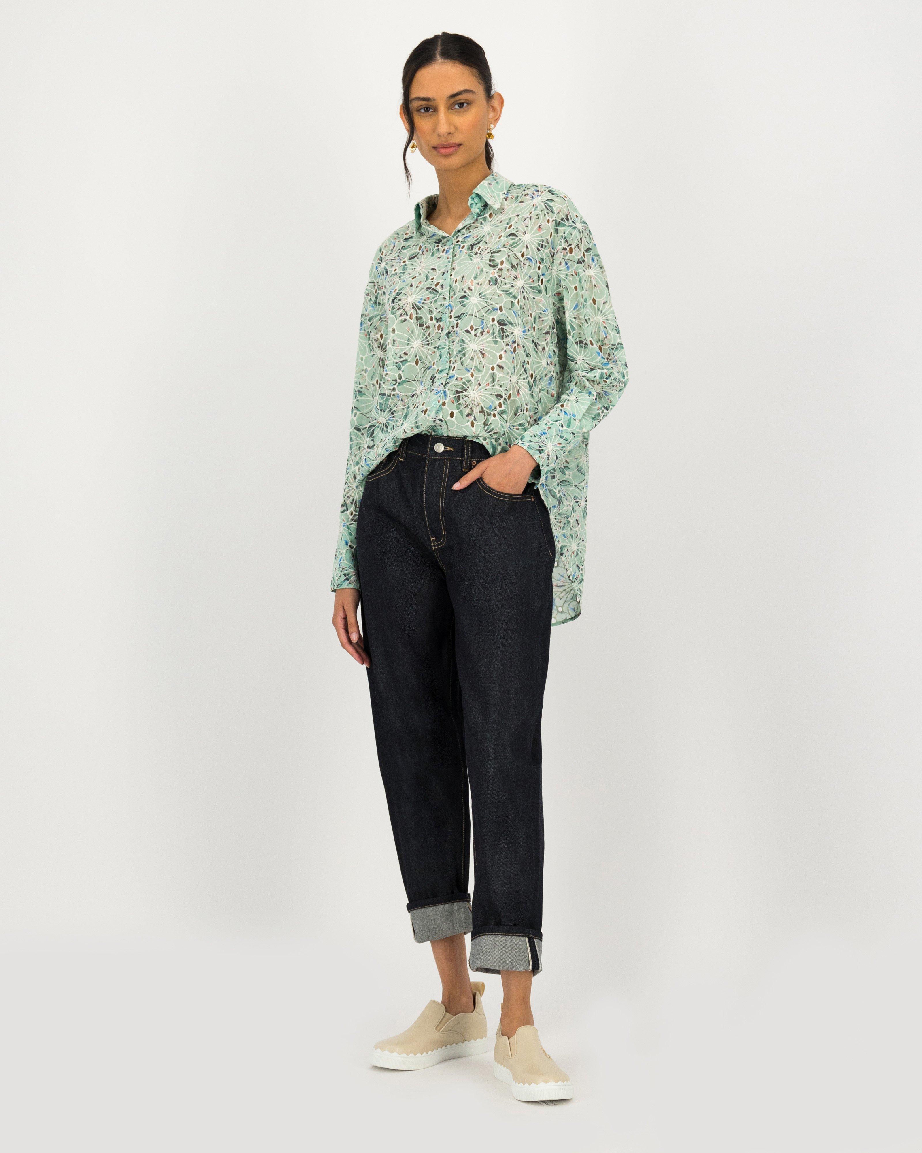 Wren Schiffli Printed Blouse -  sage