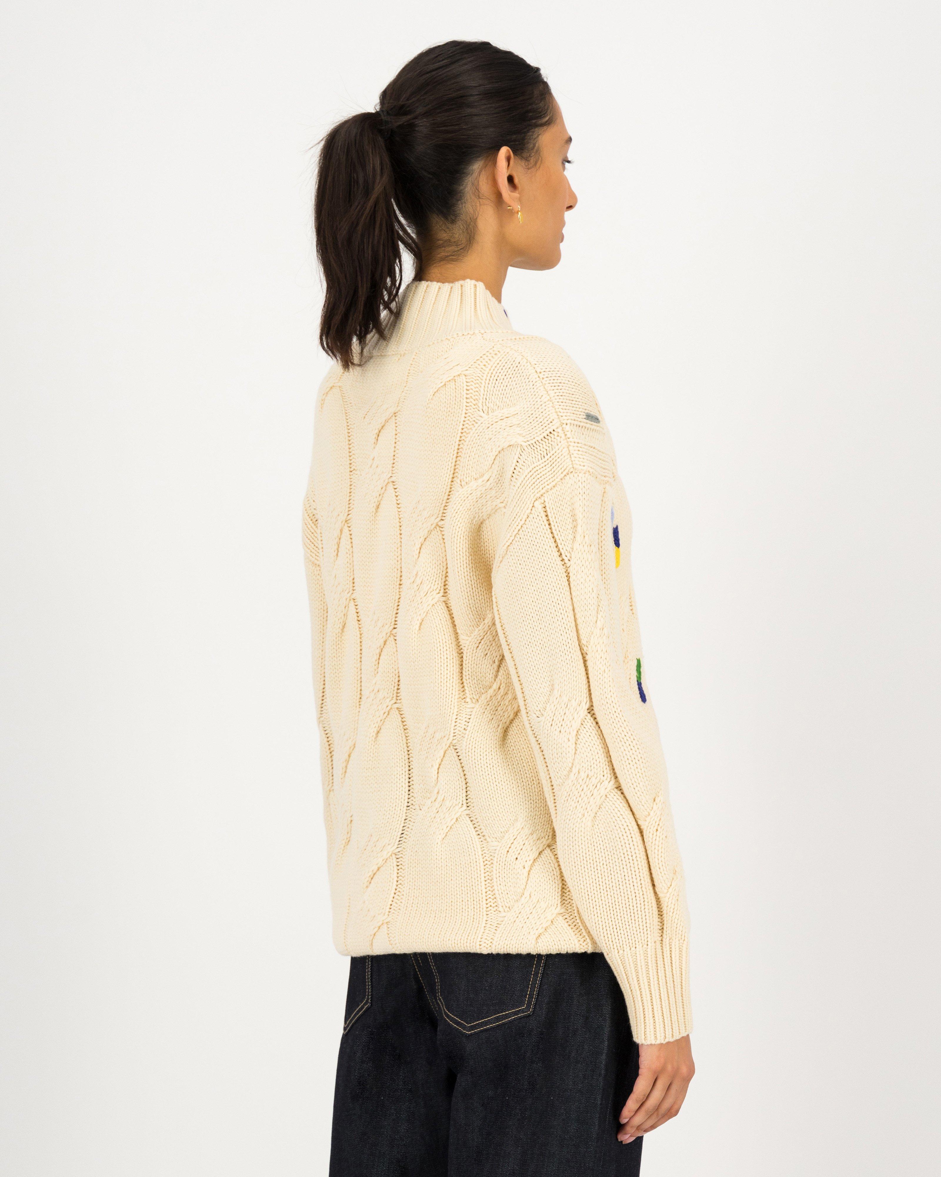 Jeanne Colour Detail Cabled Jumper -  milk