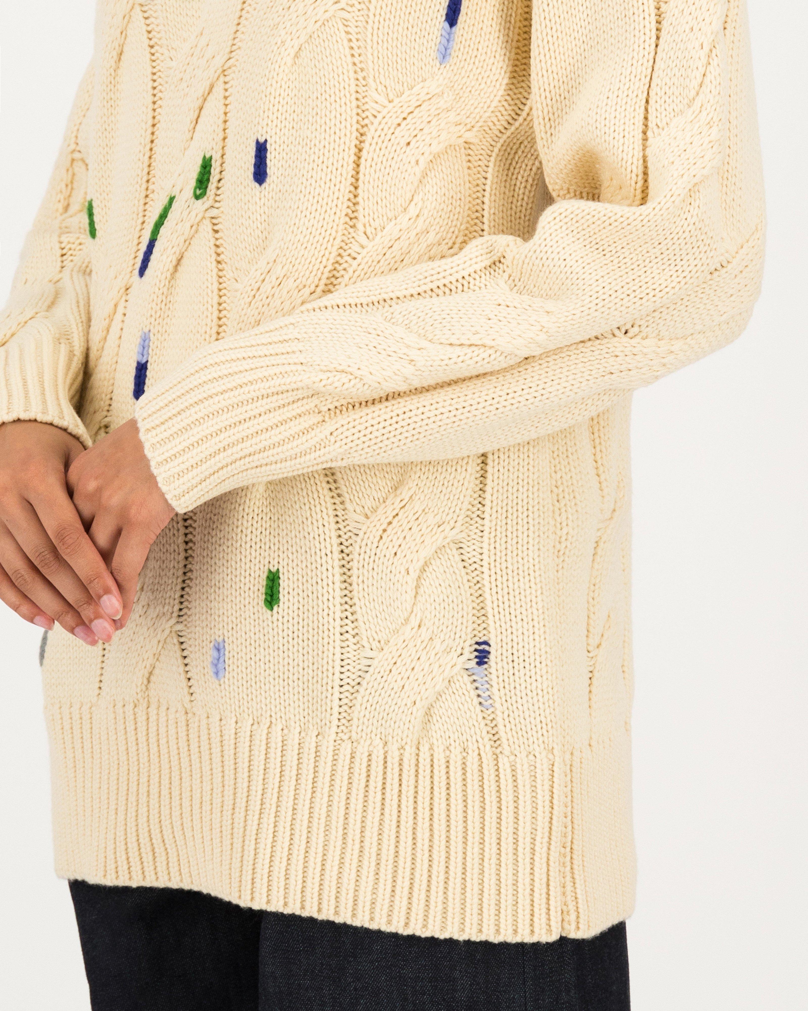 Jeanne Colour Detail Cabled Jumper -  milk