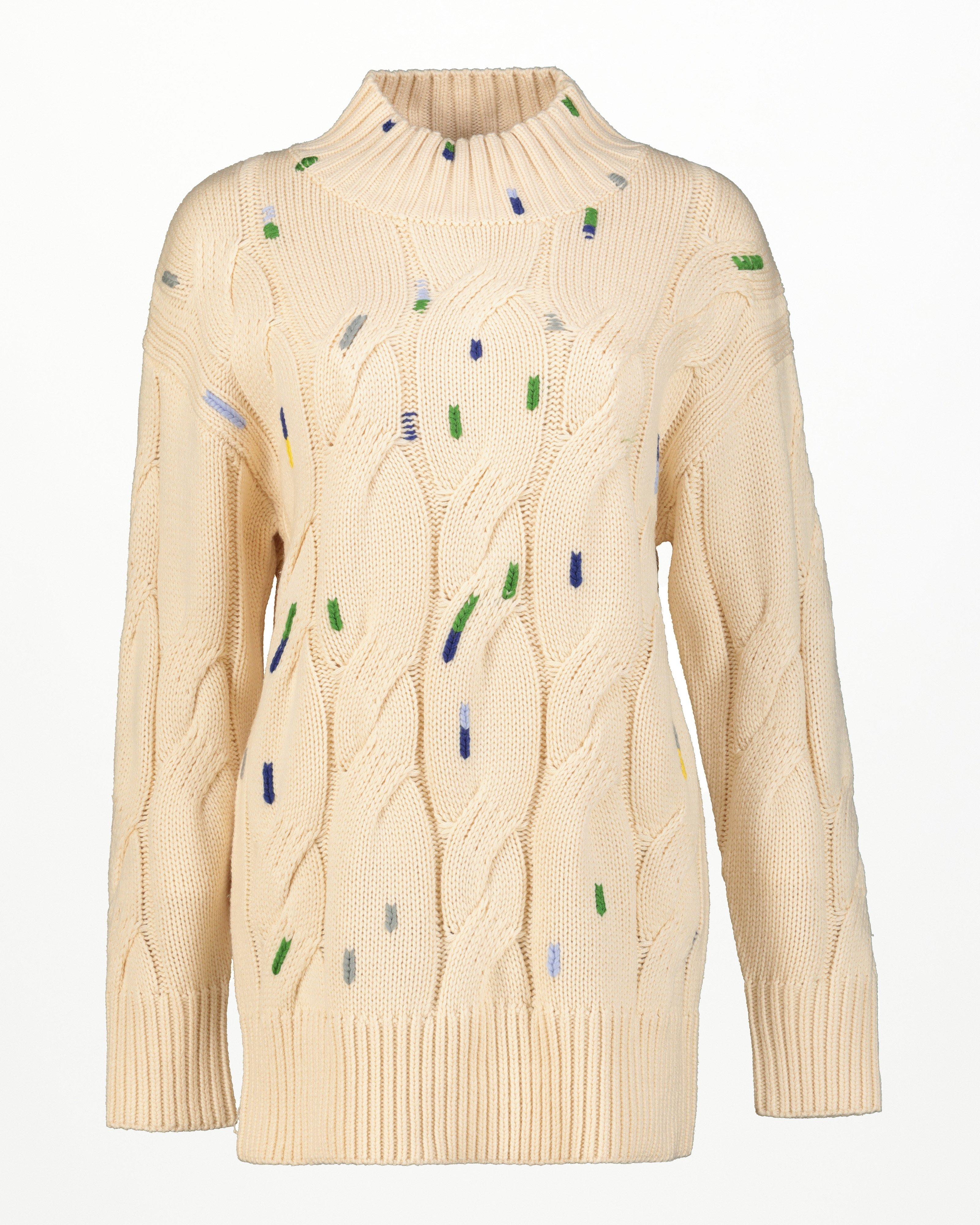 Jeanne Colour Detail Cabled Jumper -  milk