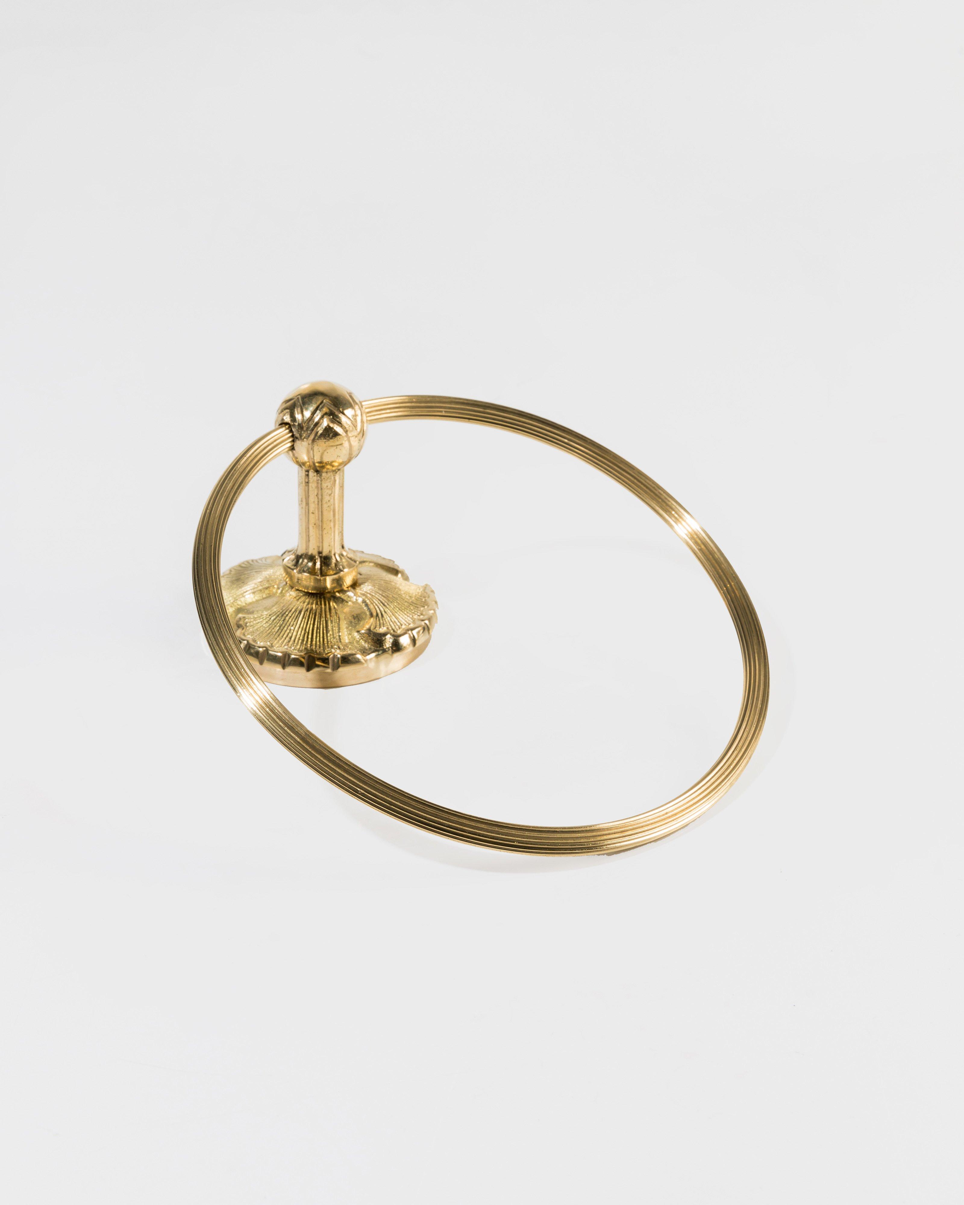 Indian Retreat Solid Brass Towel Ring -  gold