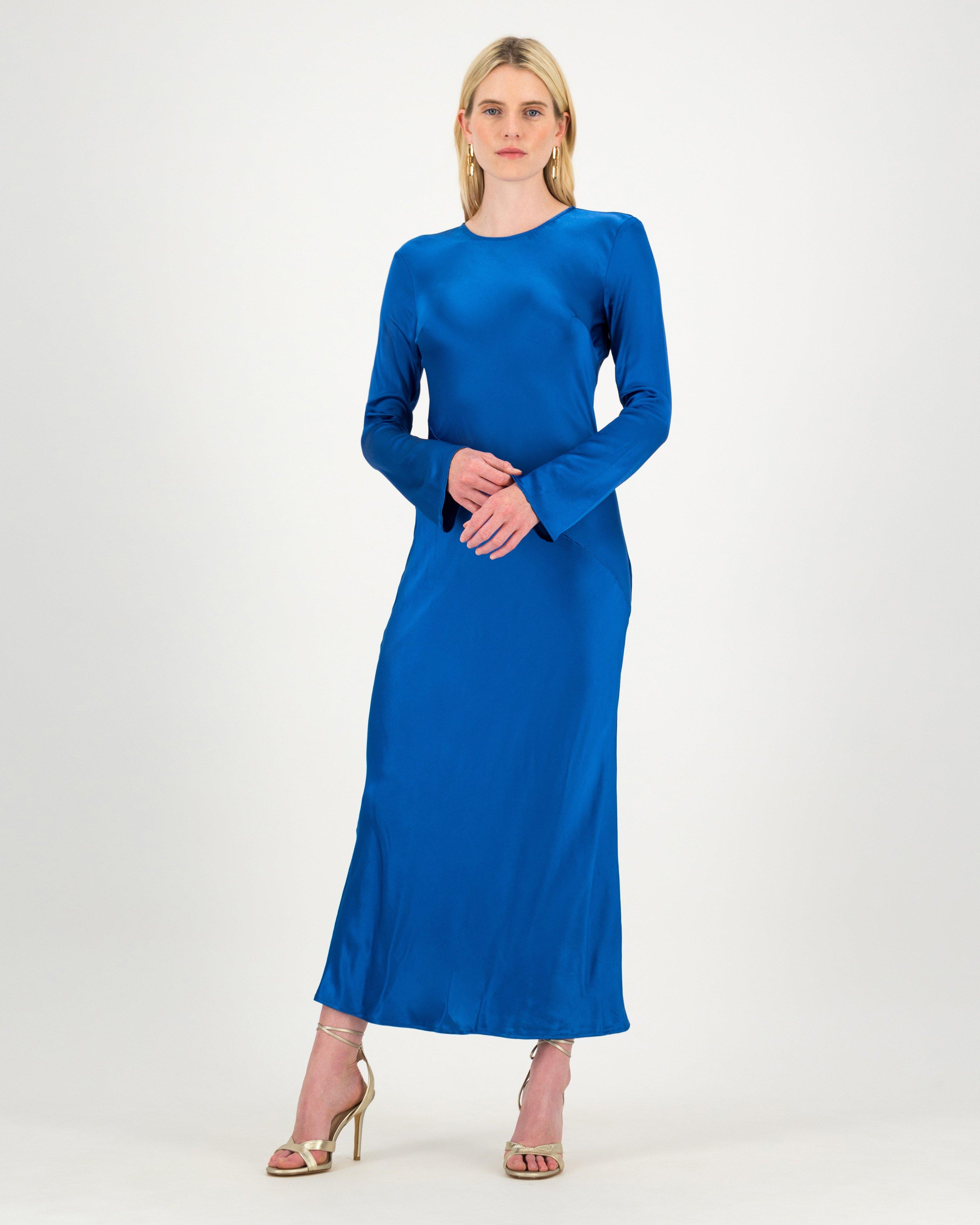 Jules Sateen Dress -  cobalt