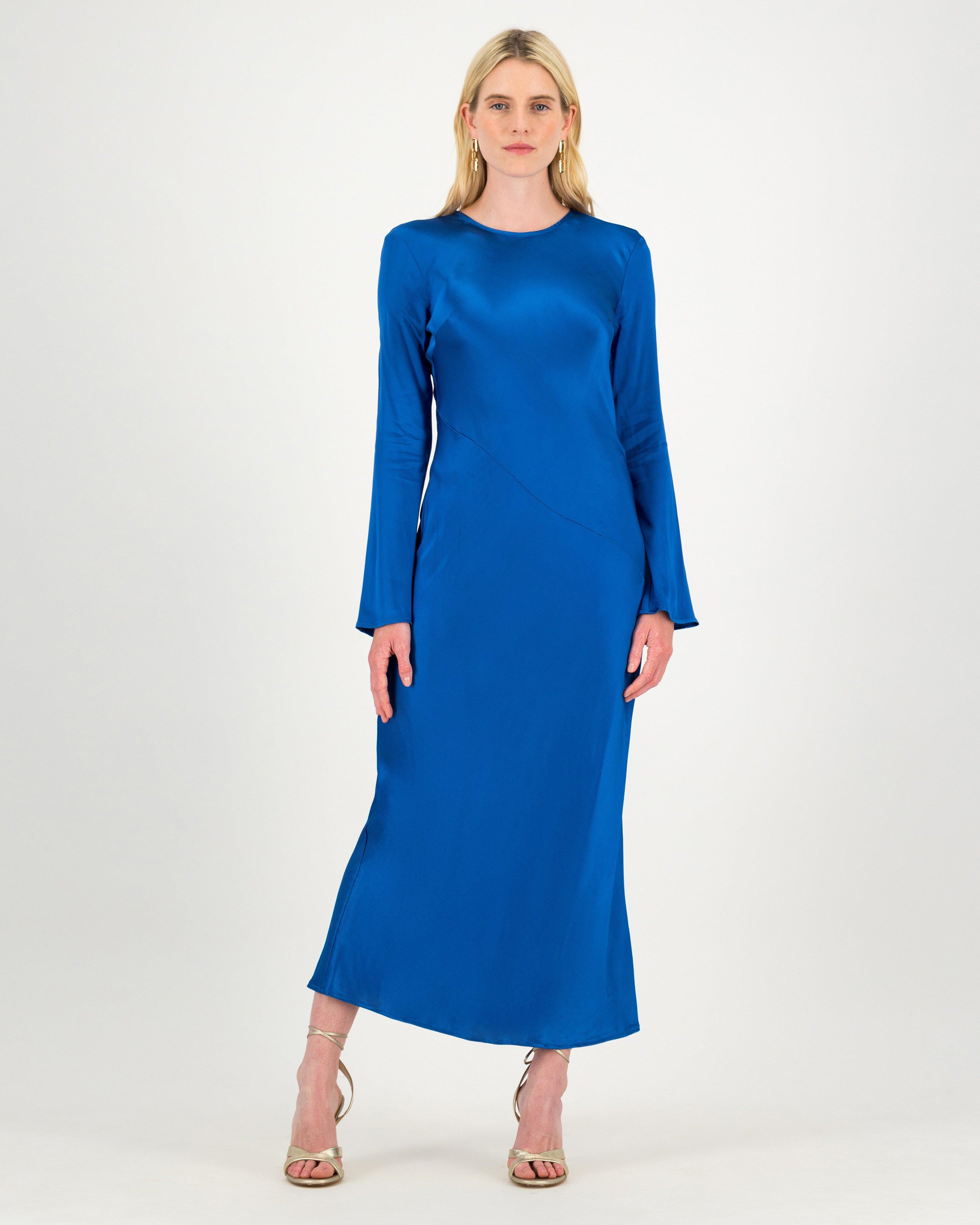 Jules Sateen Dress -  cobalt