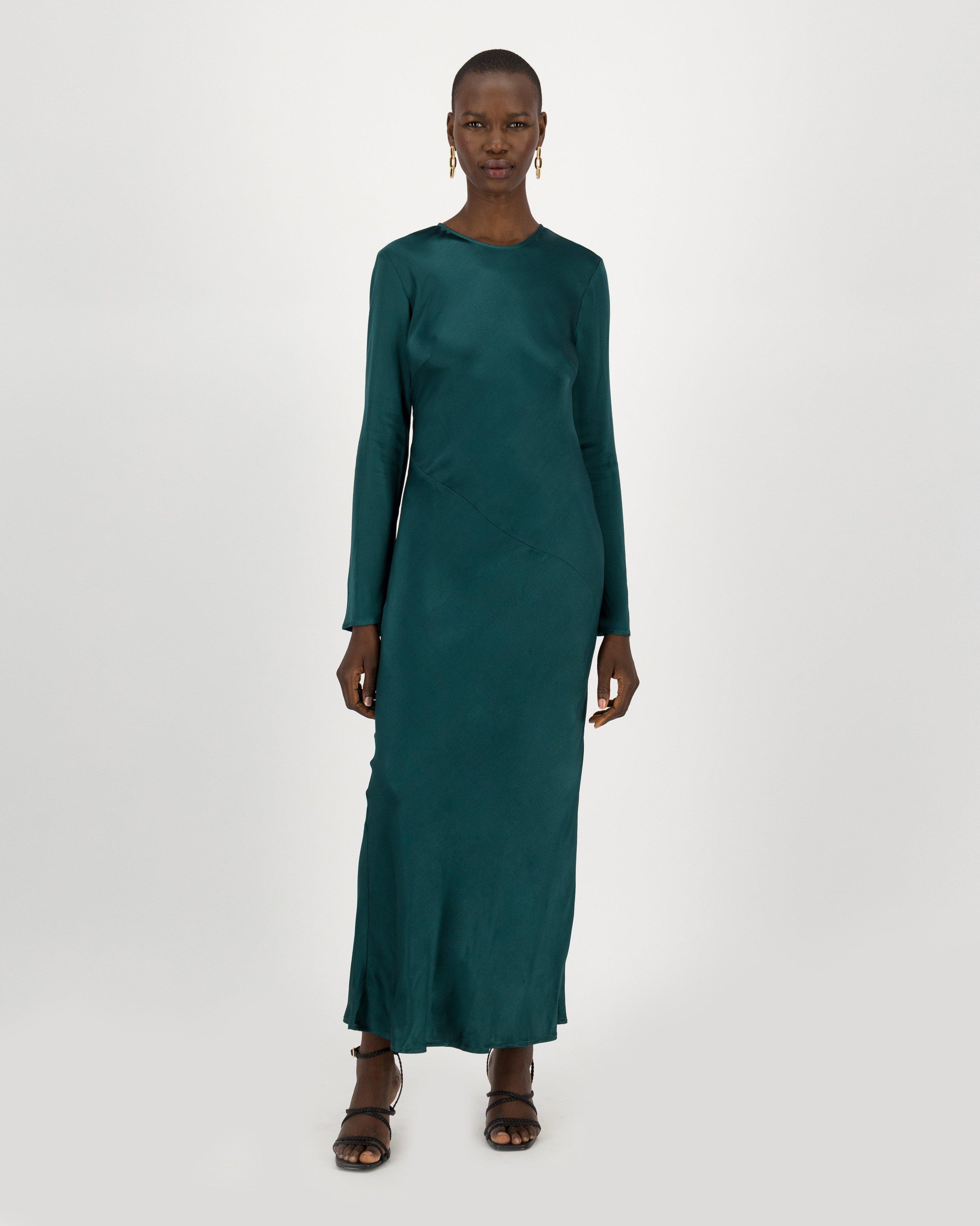 Jules Sateen Dress -  darkgreen