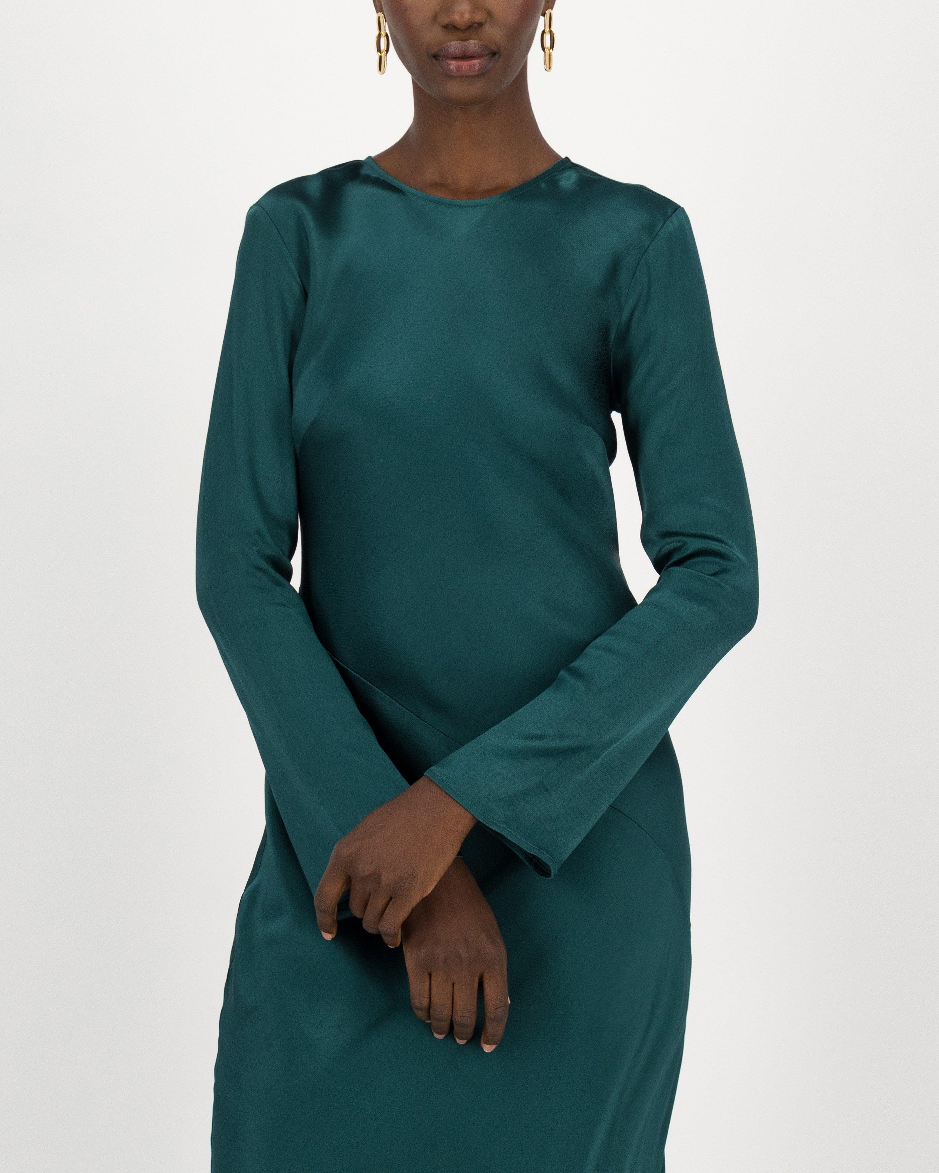 Jules Sateen Dress -  darkgreen