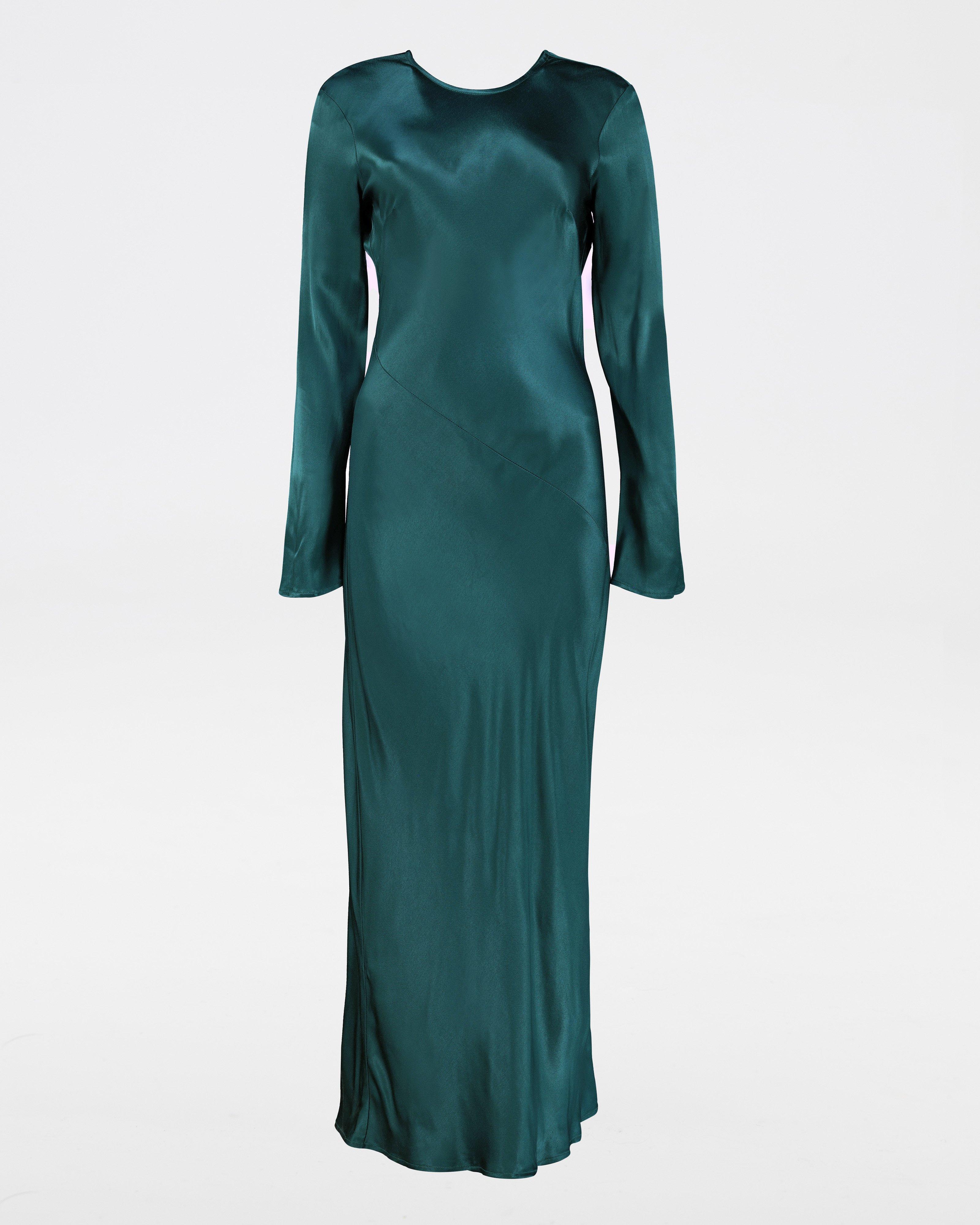 Jules Sateen Dress -  darkgreen