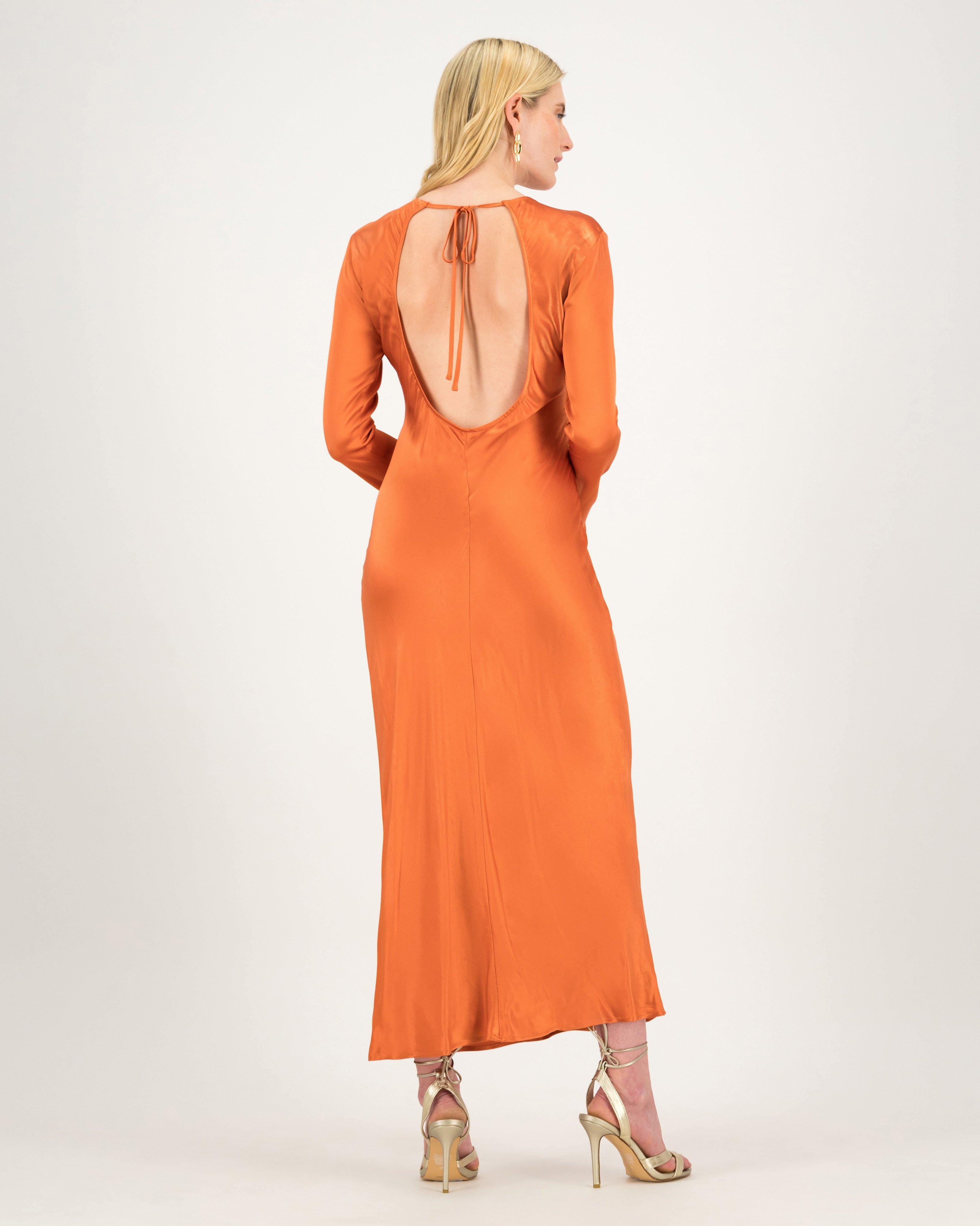 Jules Sateen Dress -  rust