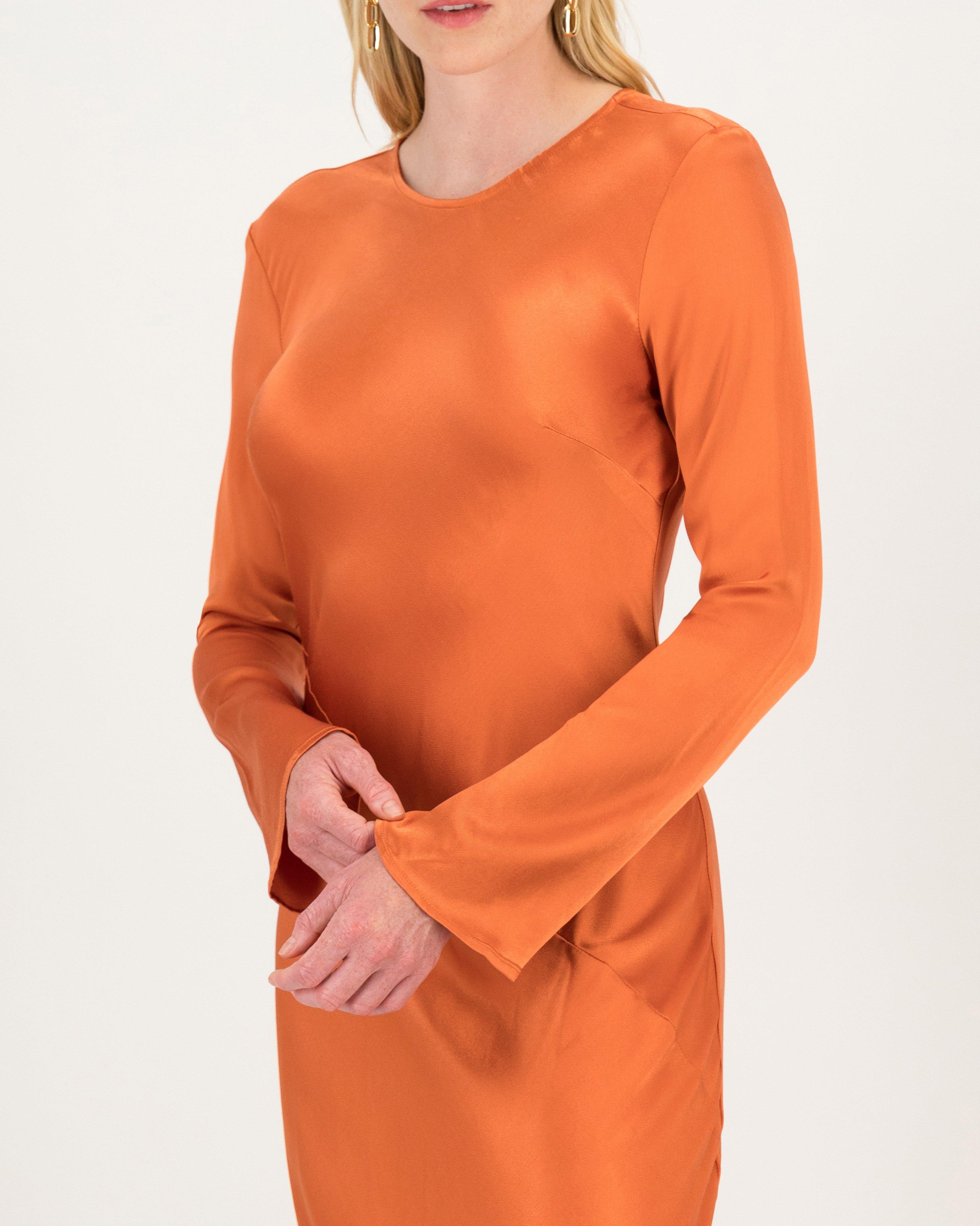 Jules Sateen Dress -  rust