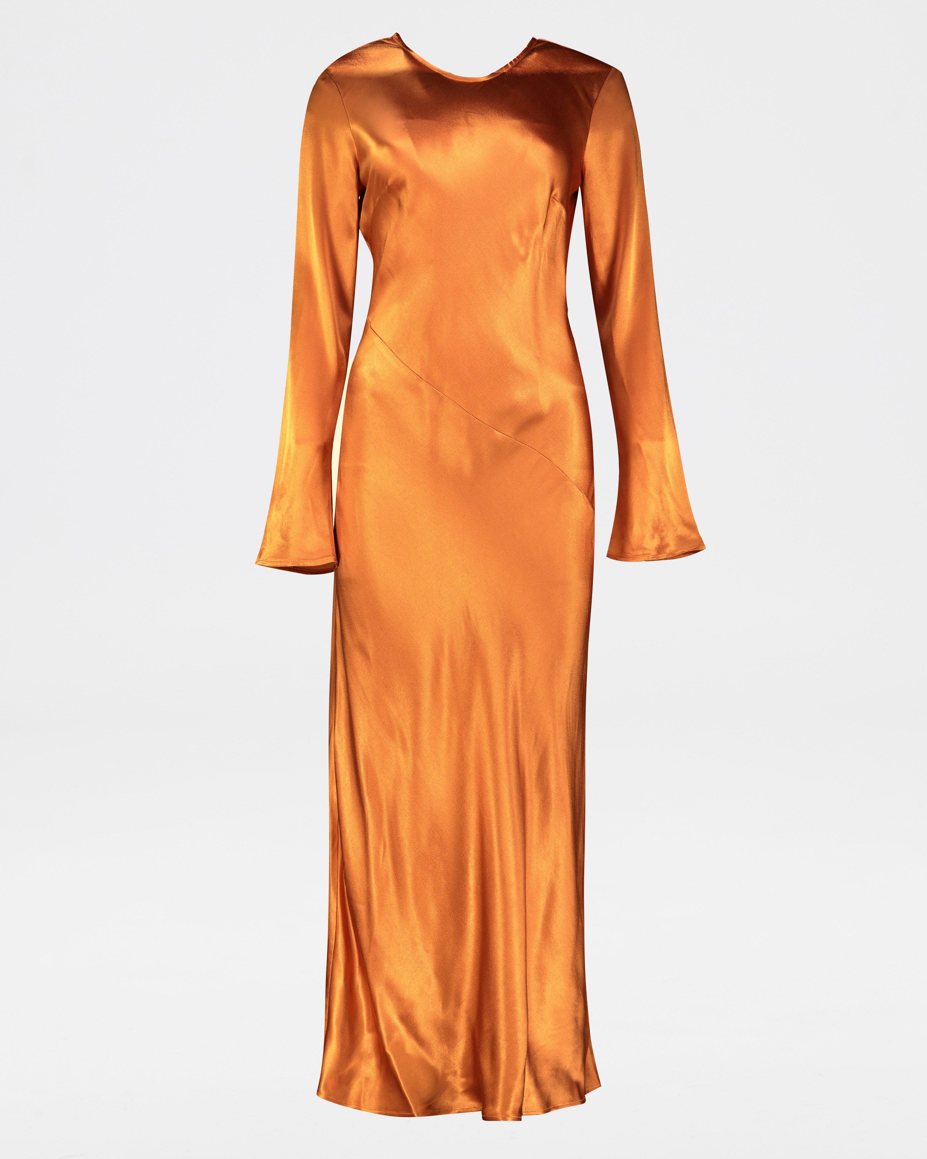 Jules Sateen Dress -  rust