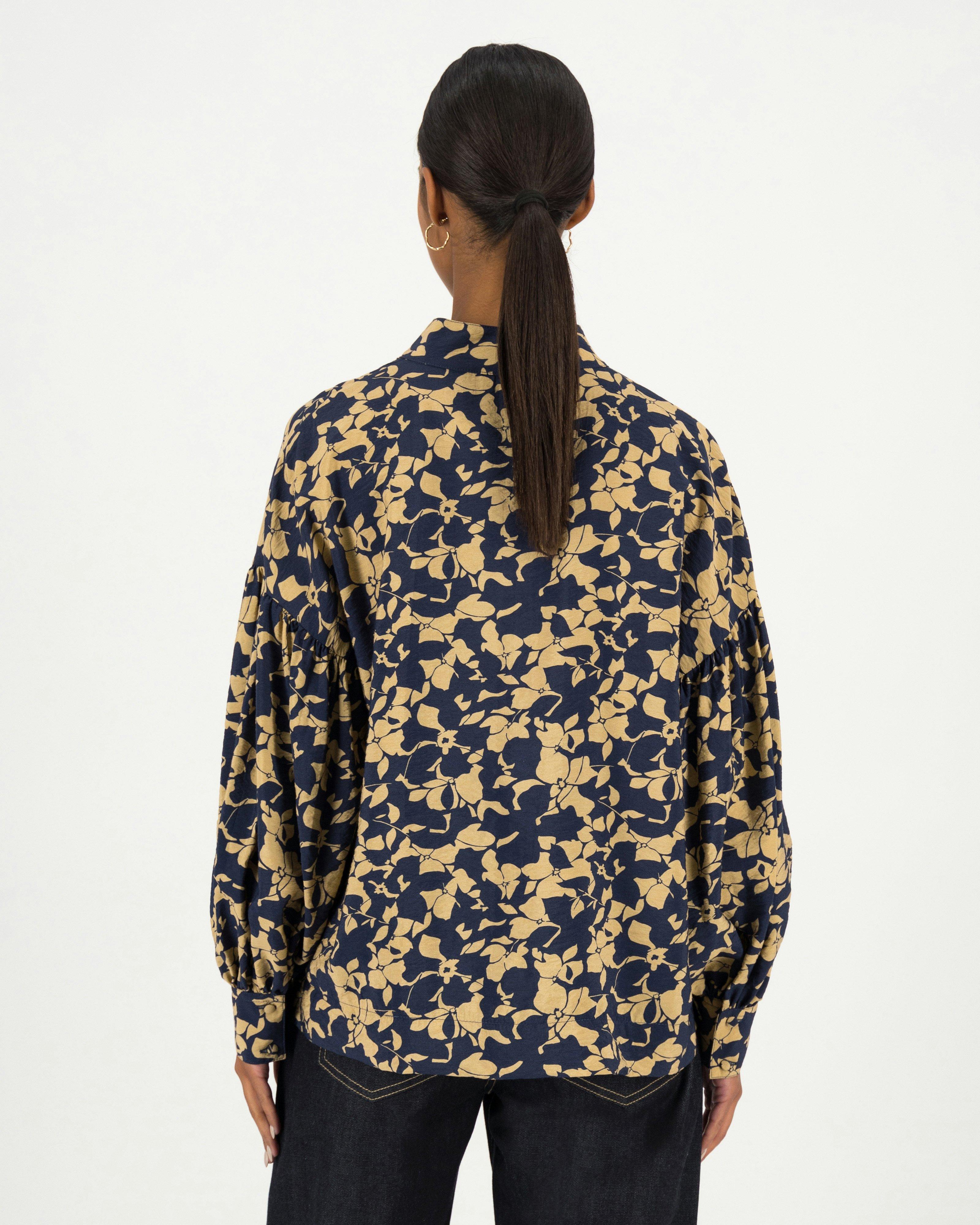 Poetry Daphne Two-tone Printed Blouse -  navy