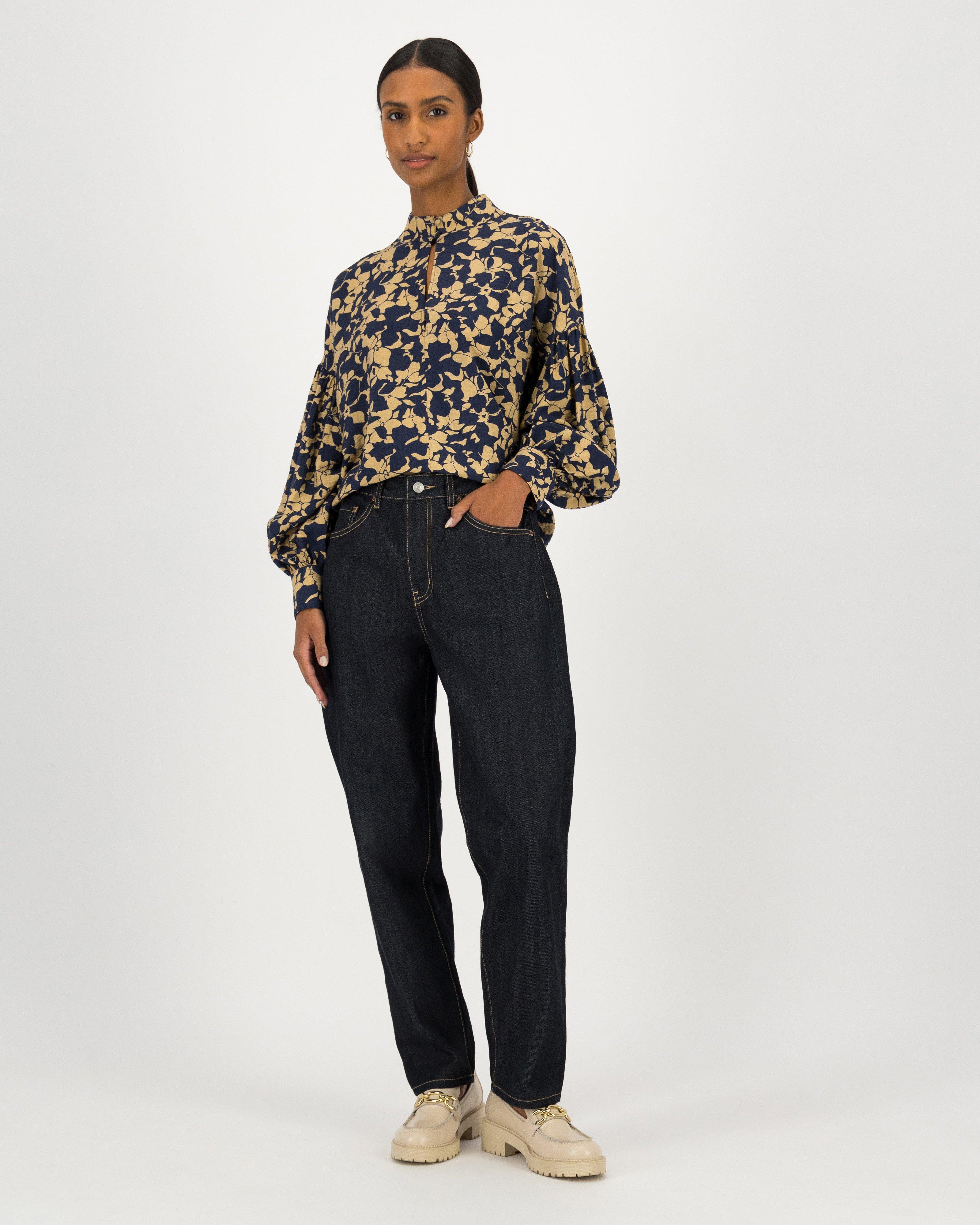 Poetry Daphne Two-tone Printed Blouse -  navy