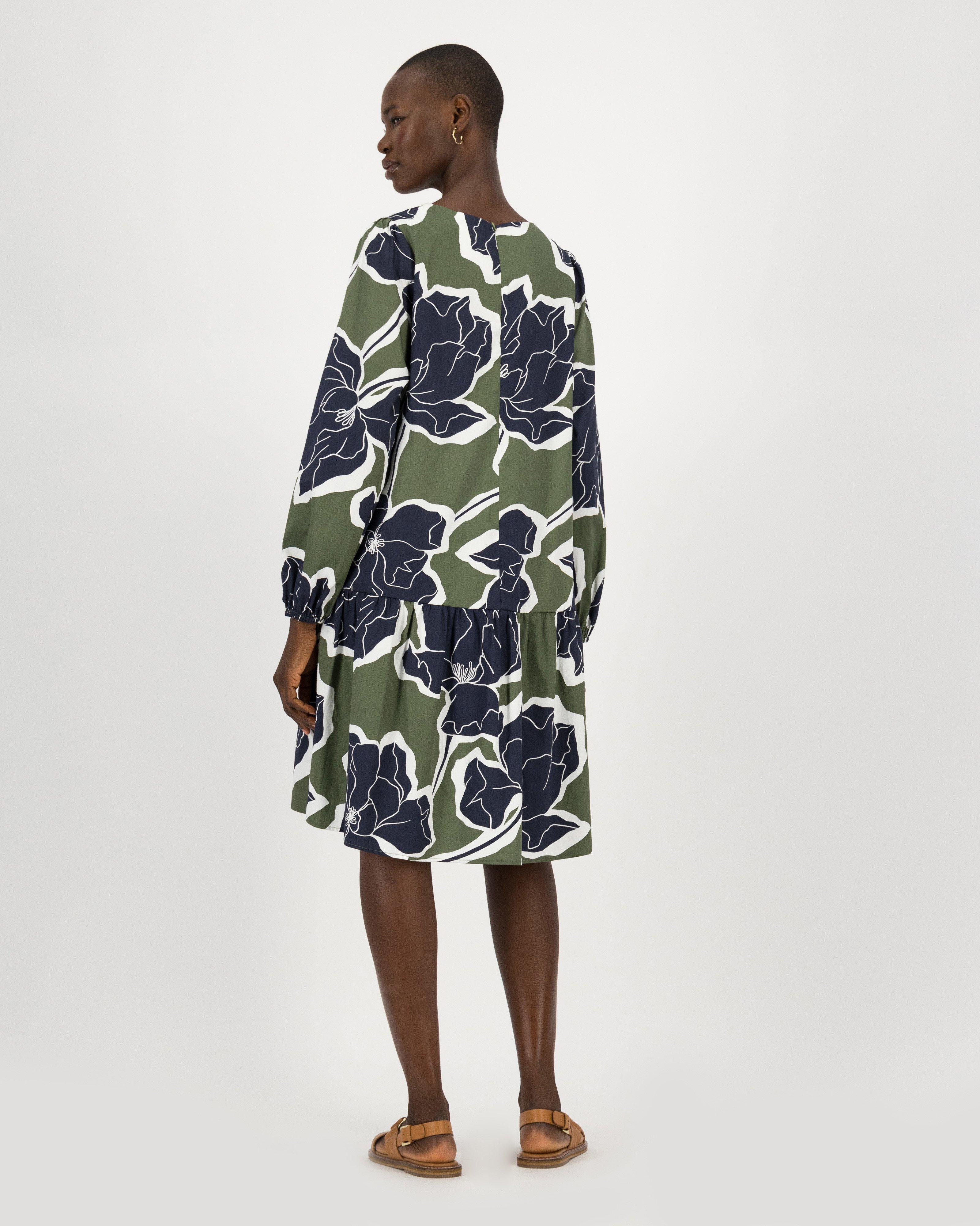 Aurelie Printed Dress -  olive