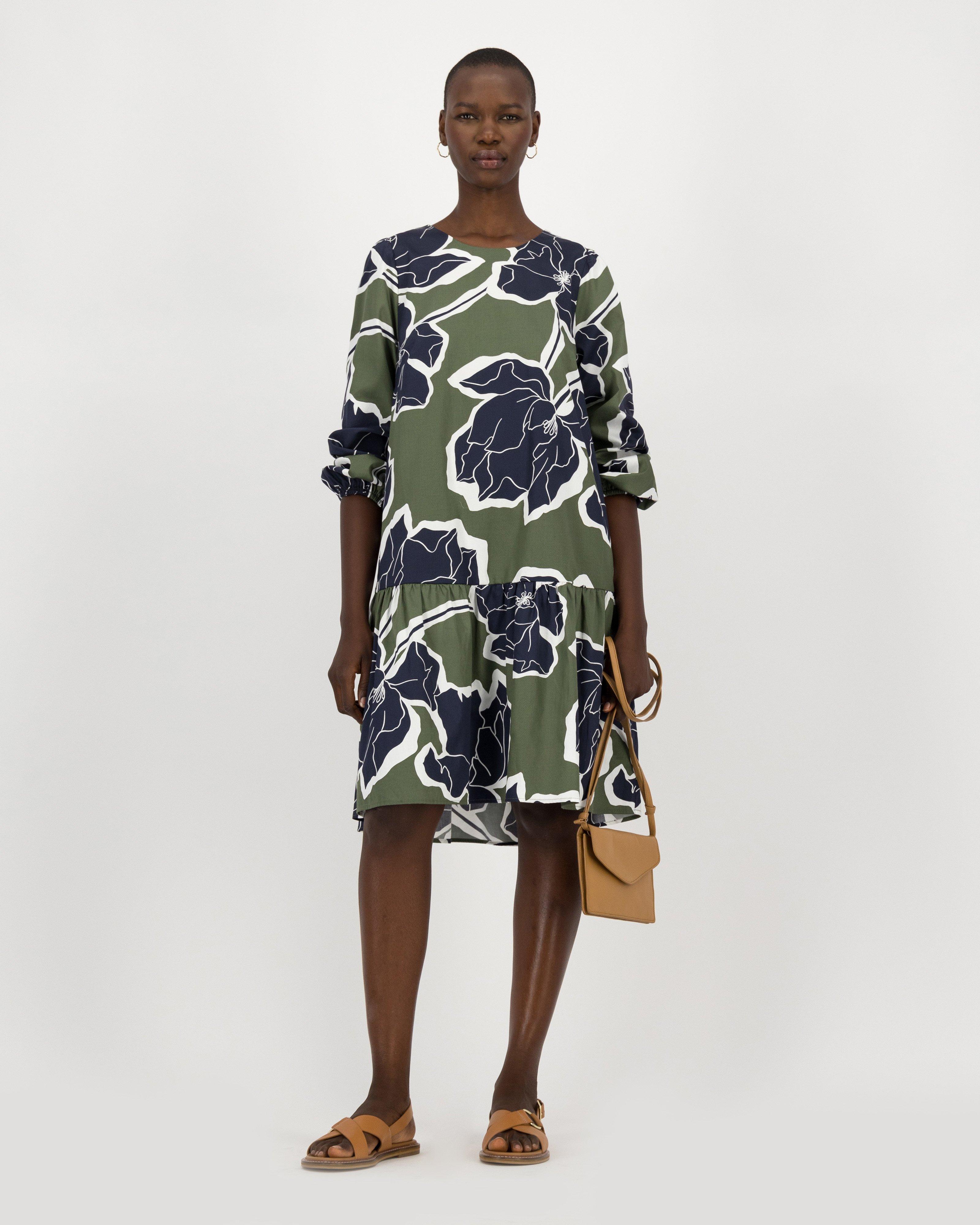 Aurelie Printed Dress -  olive