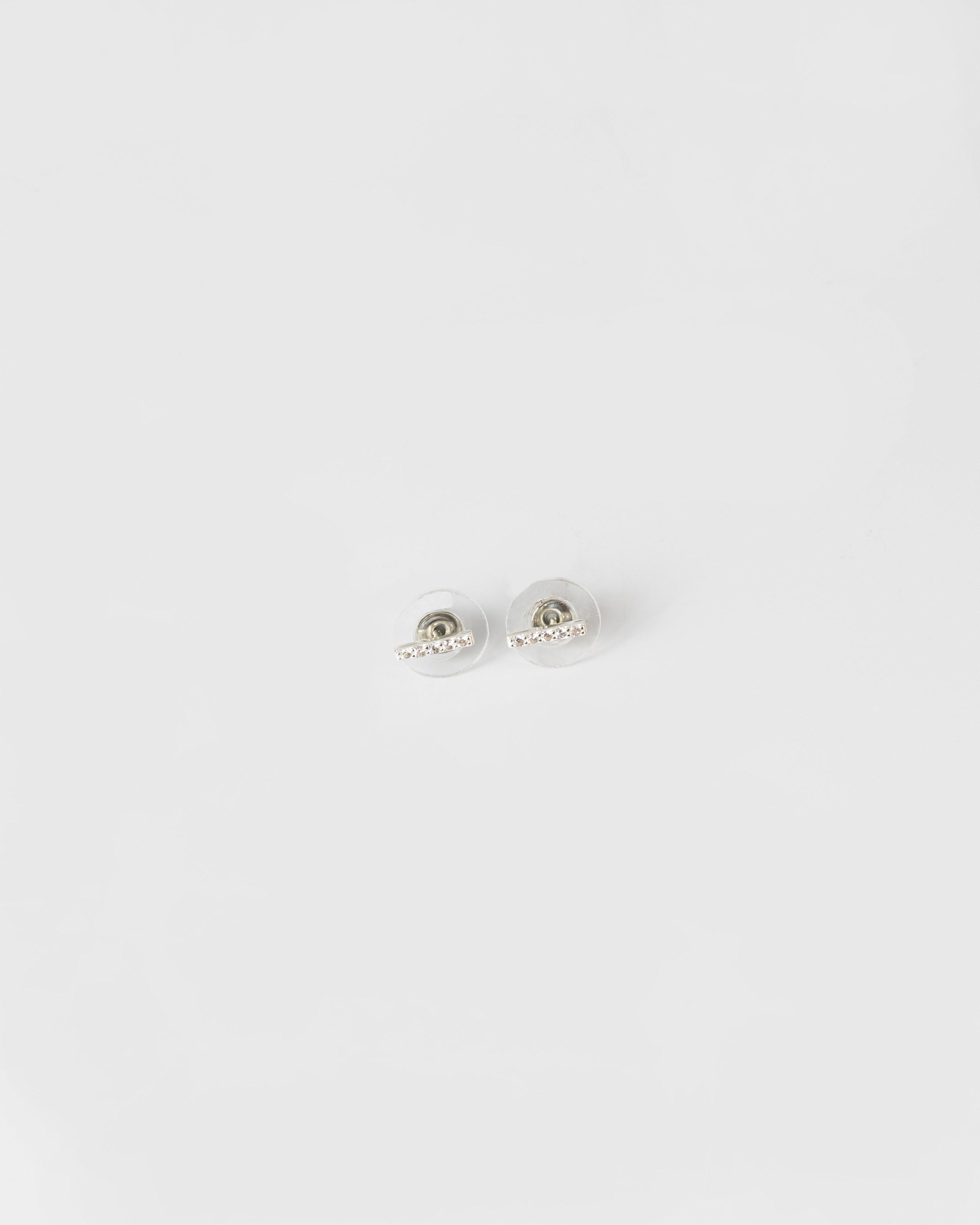 Cubic Zirconia & Silver Bar Stud Earrings -  silver