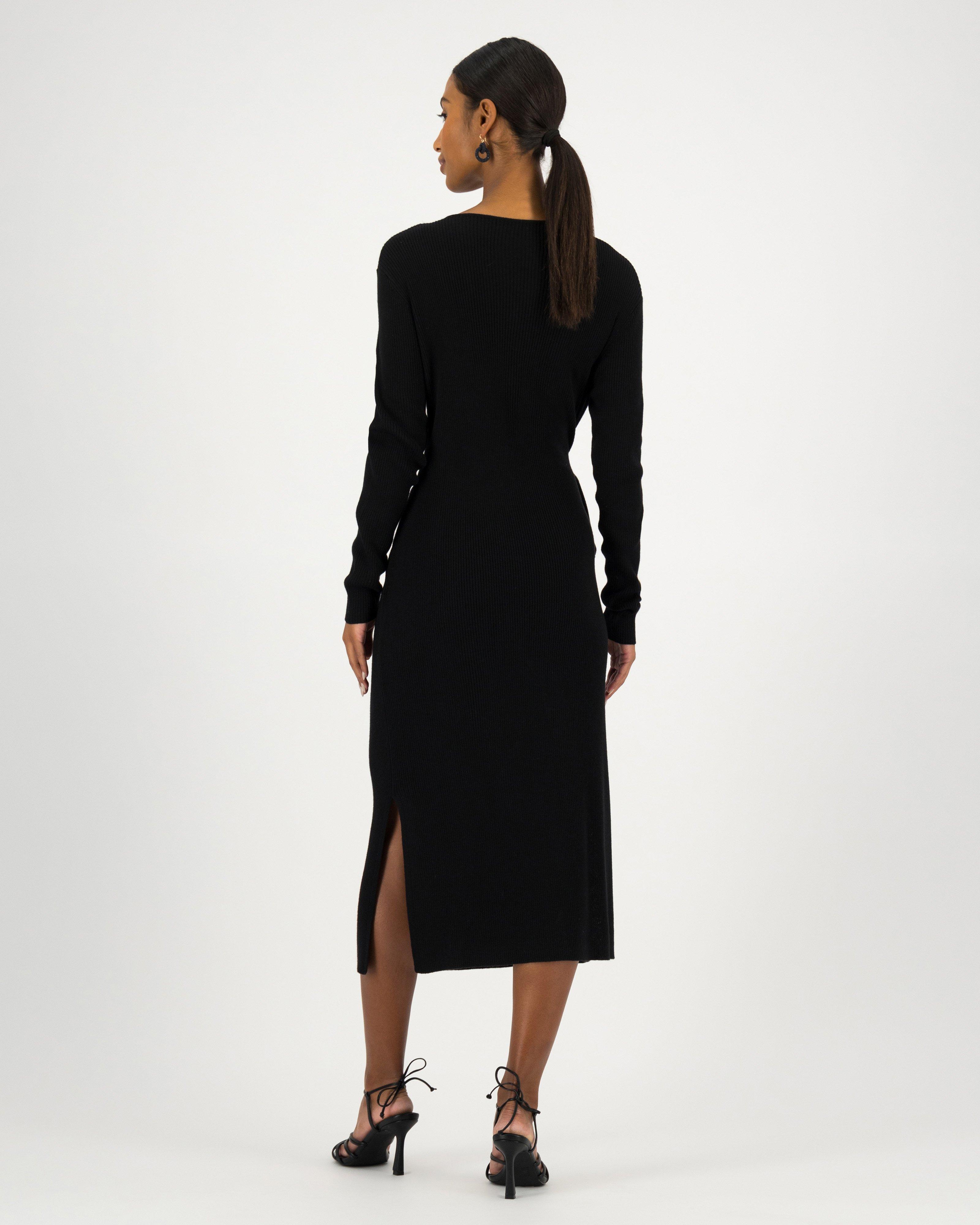 Gemma Knit Wrap Dress -  black