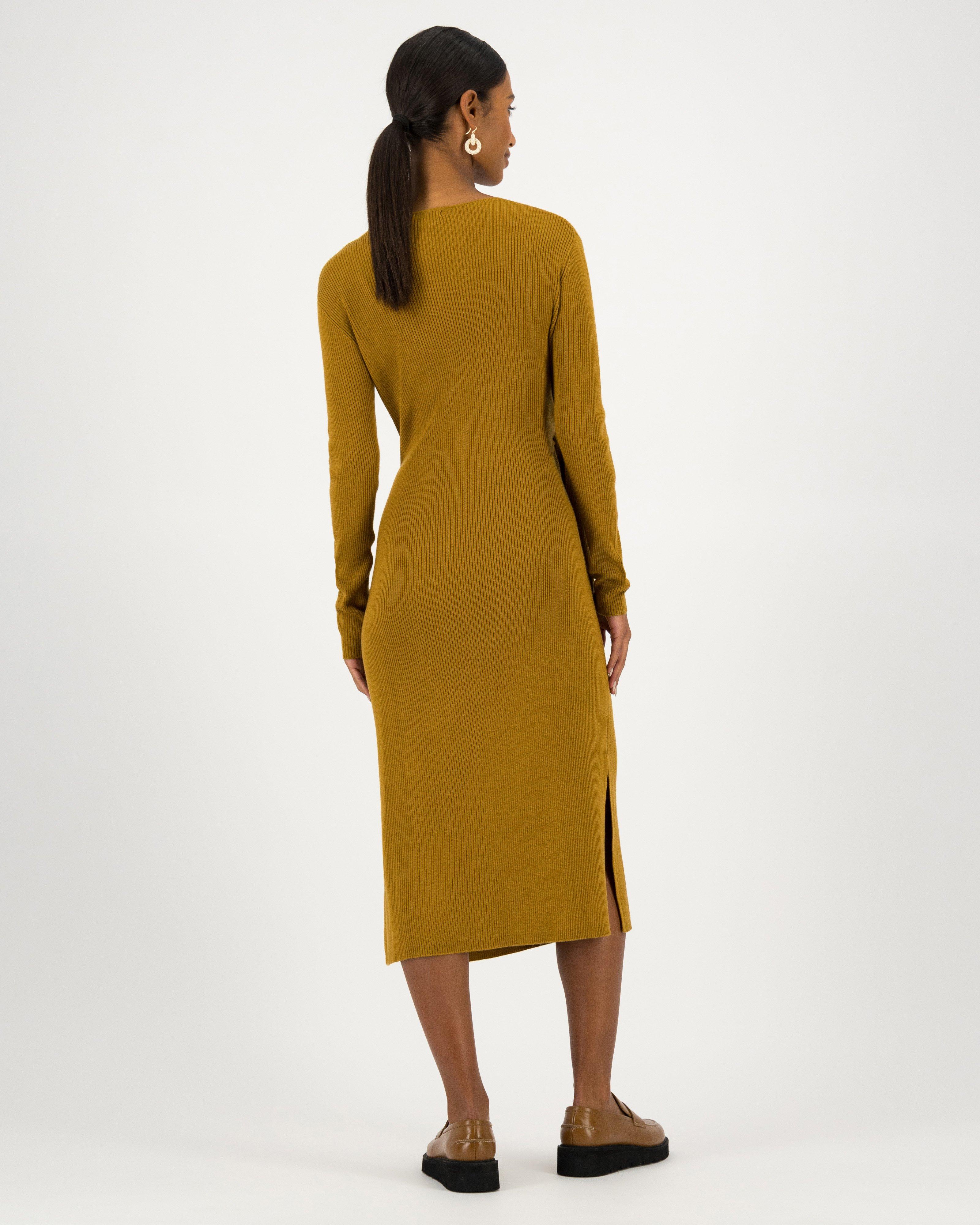 Gemma Knit Wrap Dress -  tan