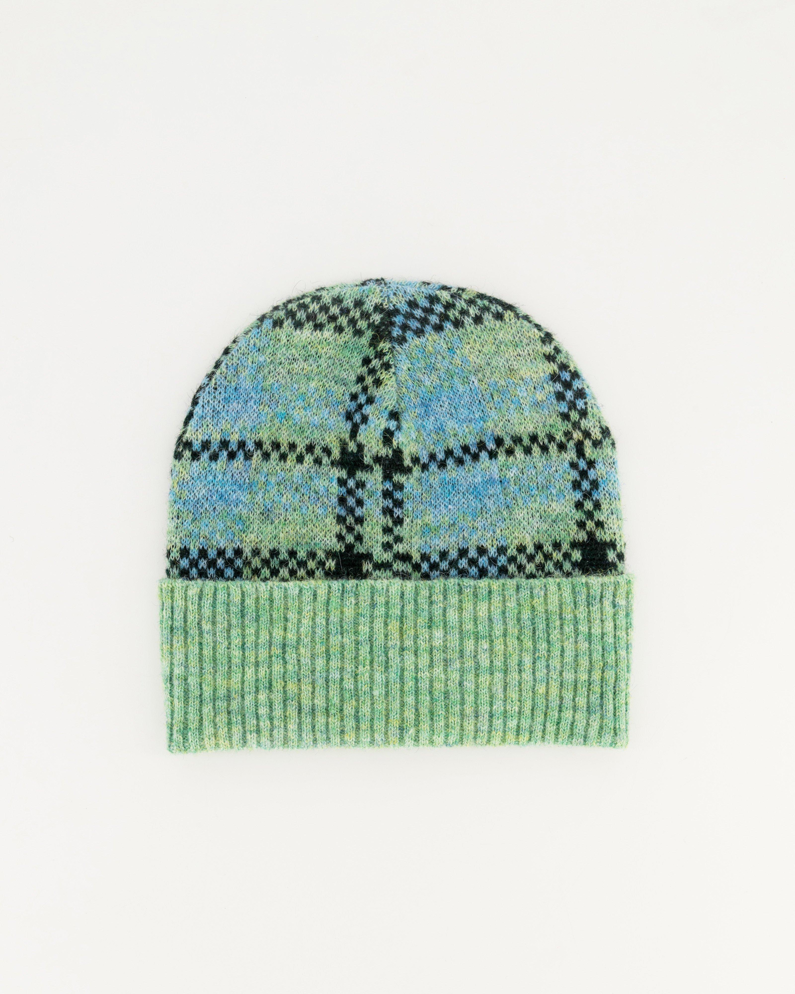 Vonda Check Intarsia Beanie -  green