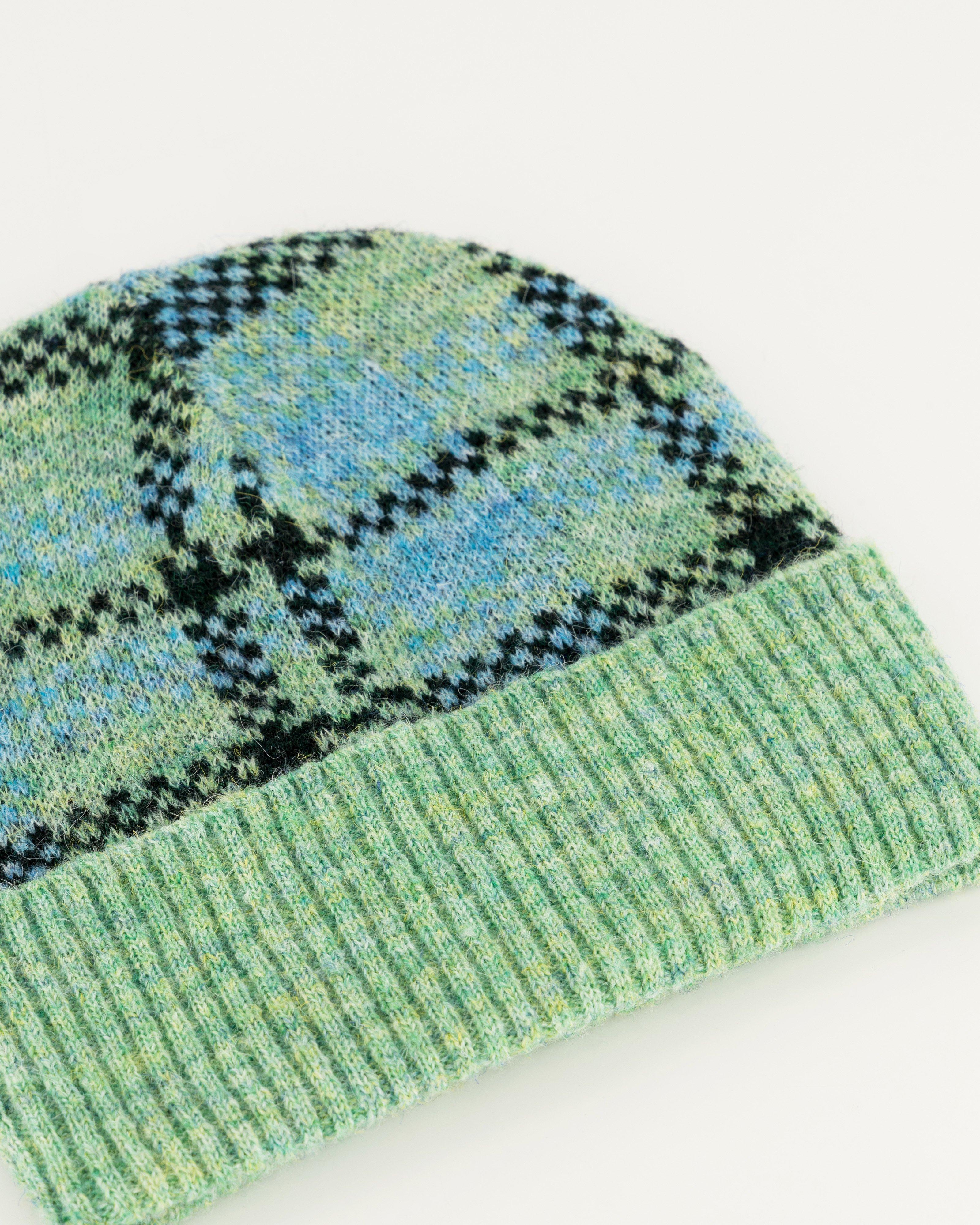 Vonda Check Intarsia Beanie -  green