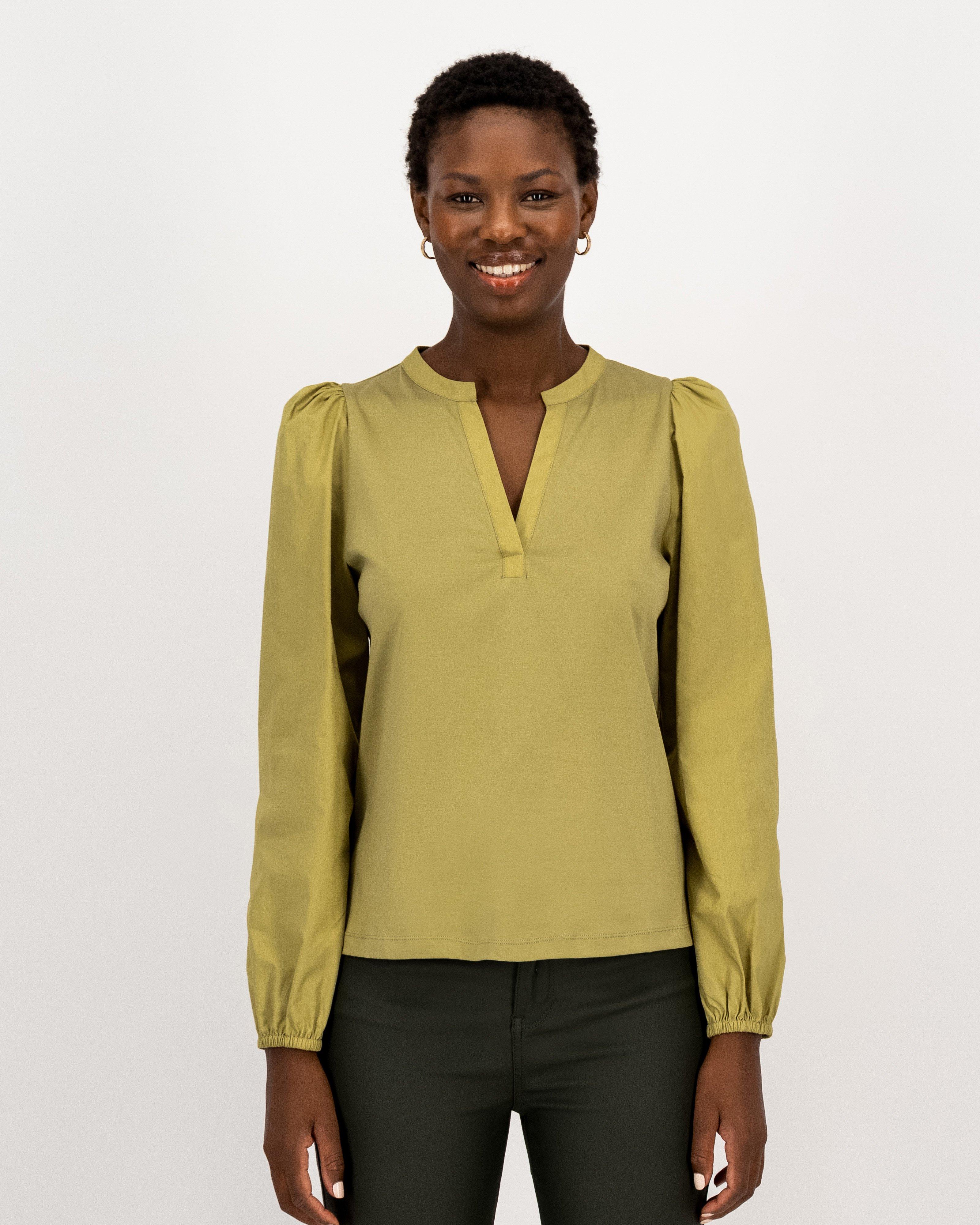 Keana Mixed Media Top -  green