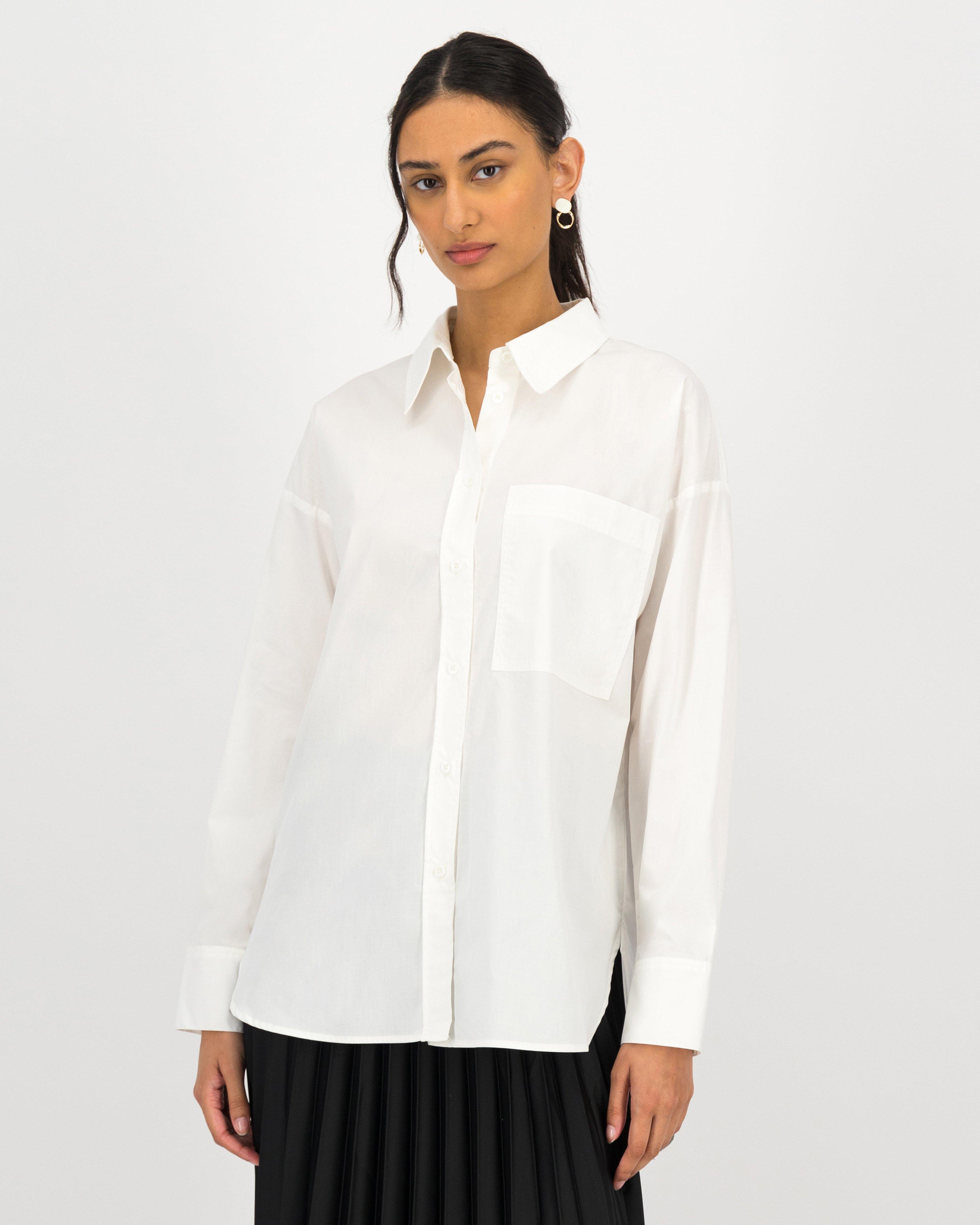 Becka Poplin Shirt -  white