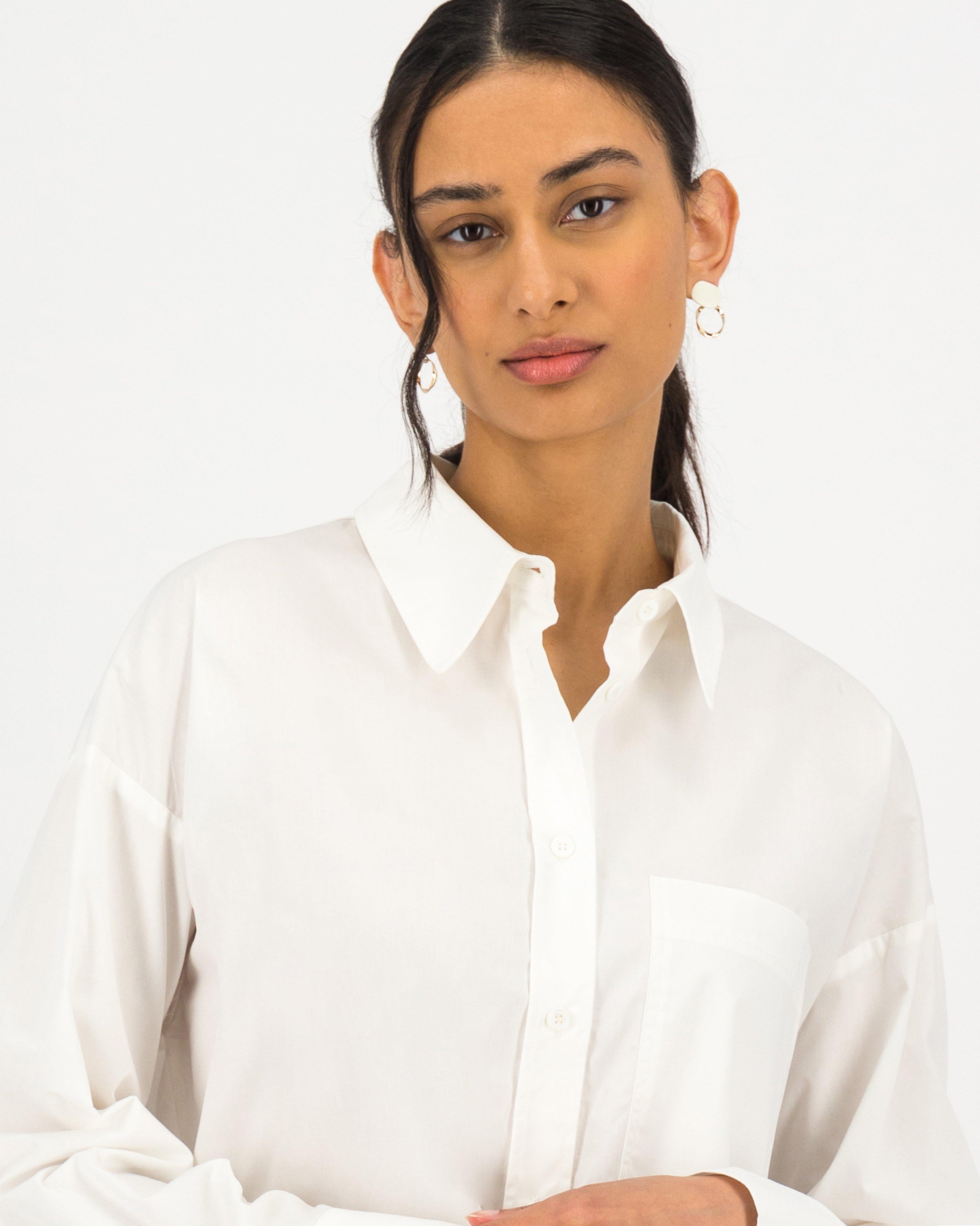 Becka Poplin Shirt -  white