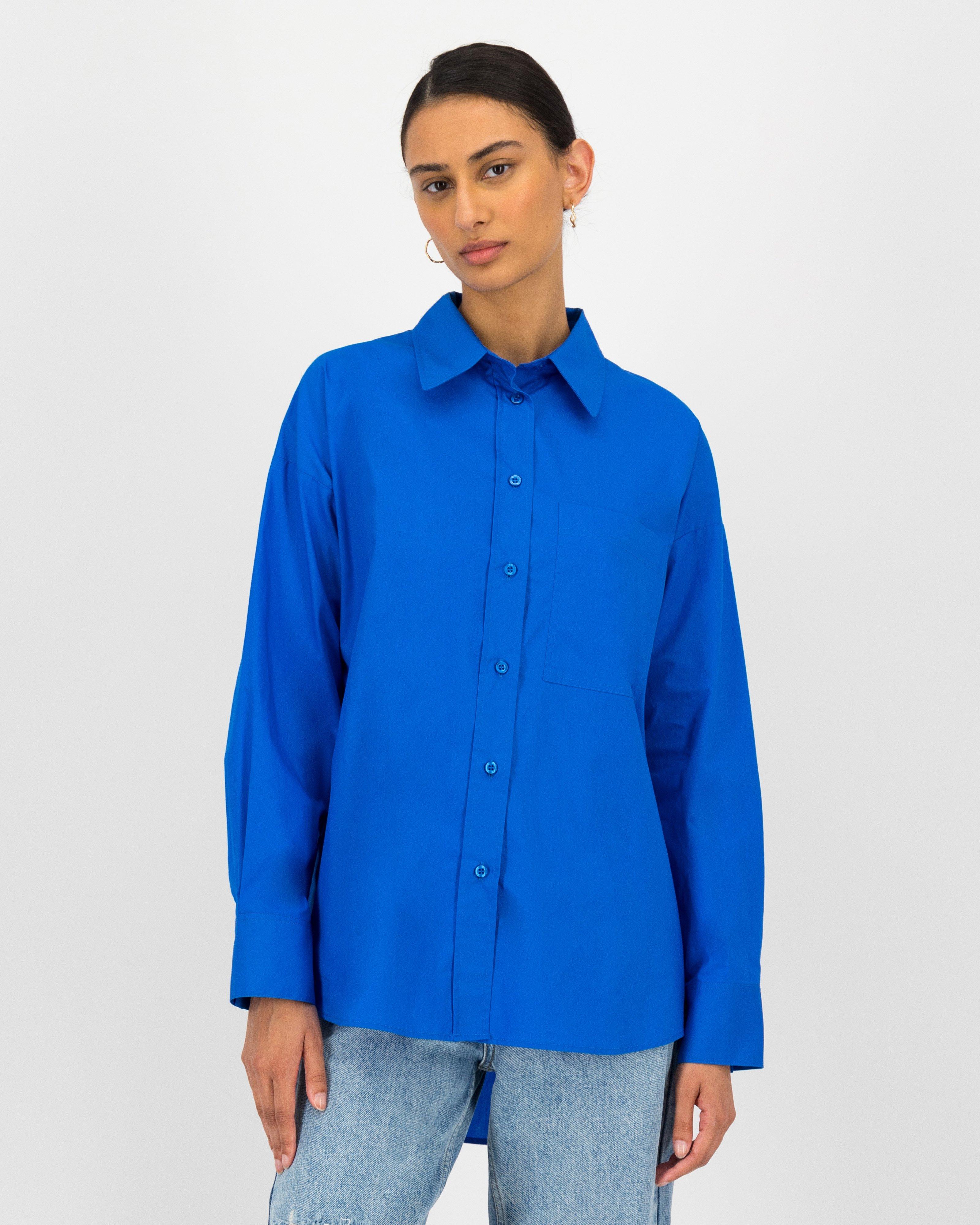 Becka Poplin Shirt -  midblue