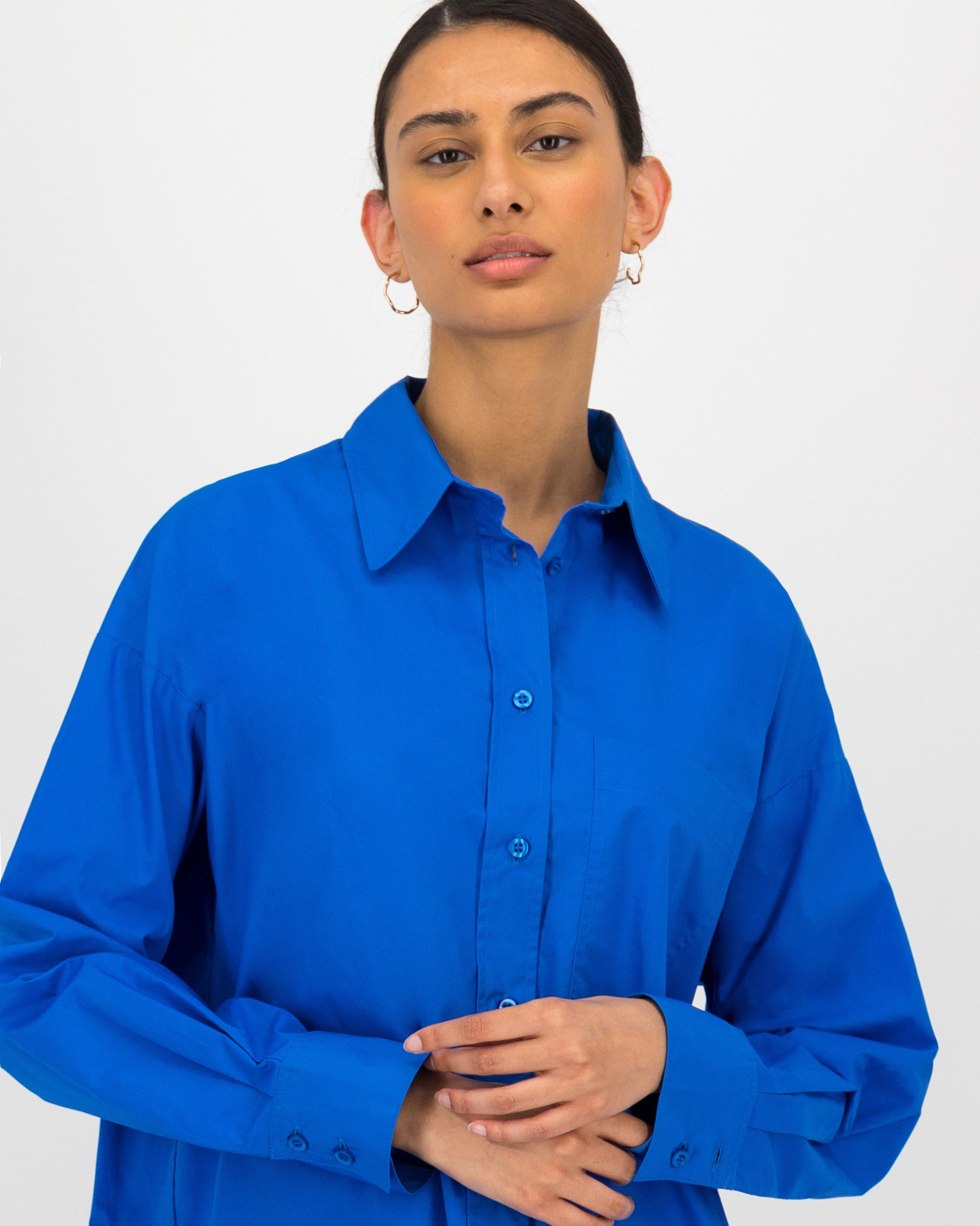 Becka Poplin Shirt -  midblue