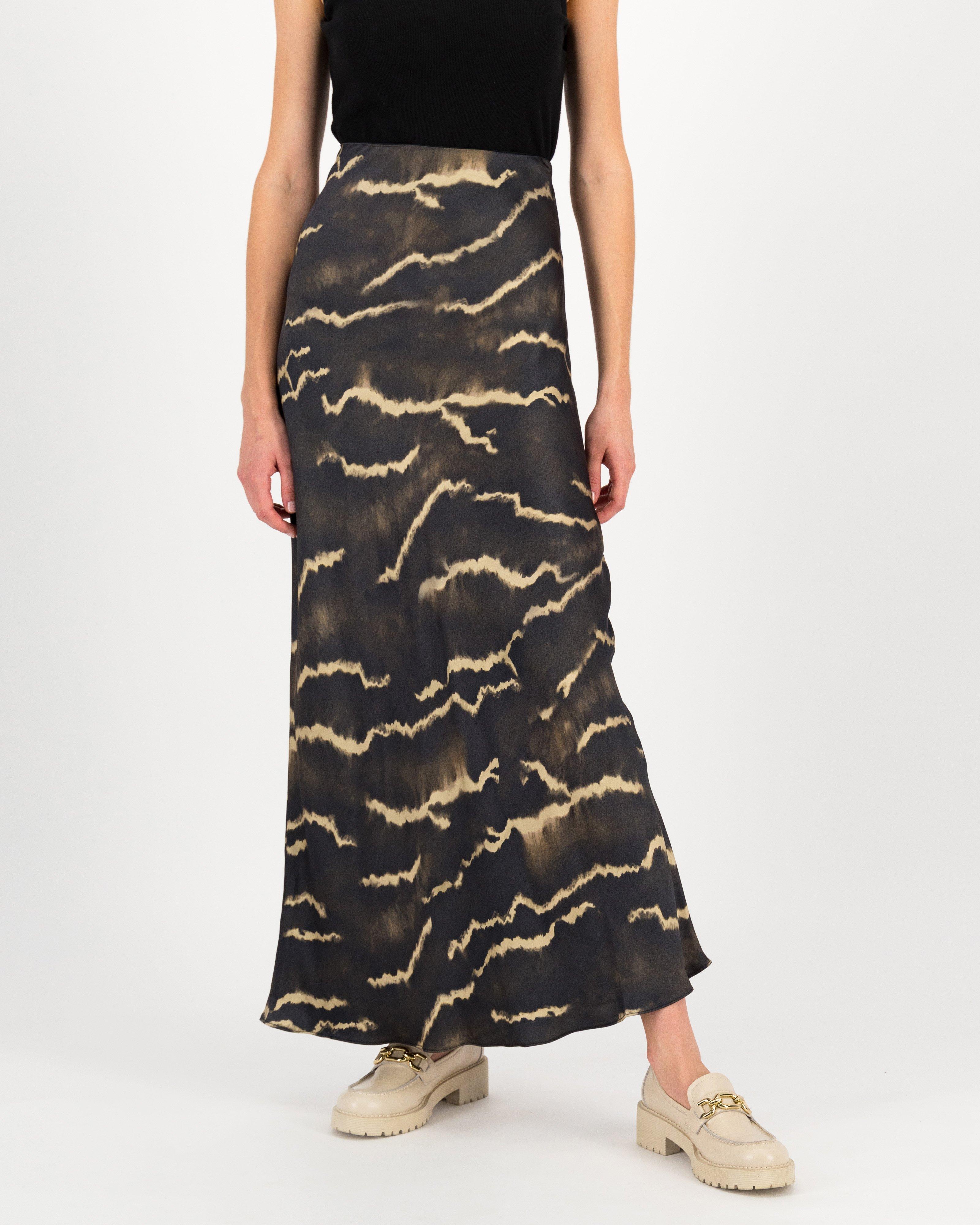 Noelle Slim Printed Skirt -  brown