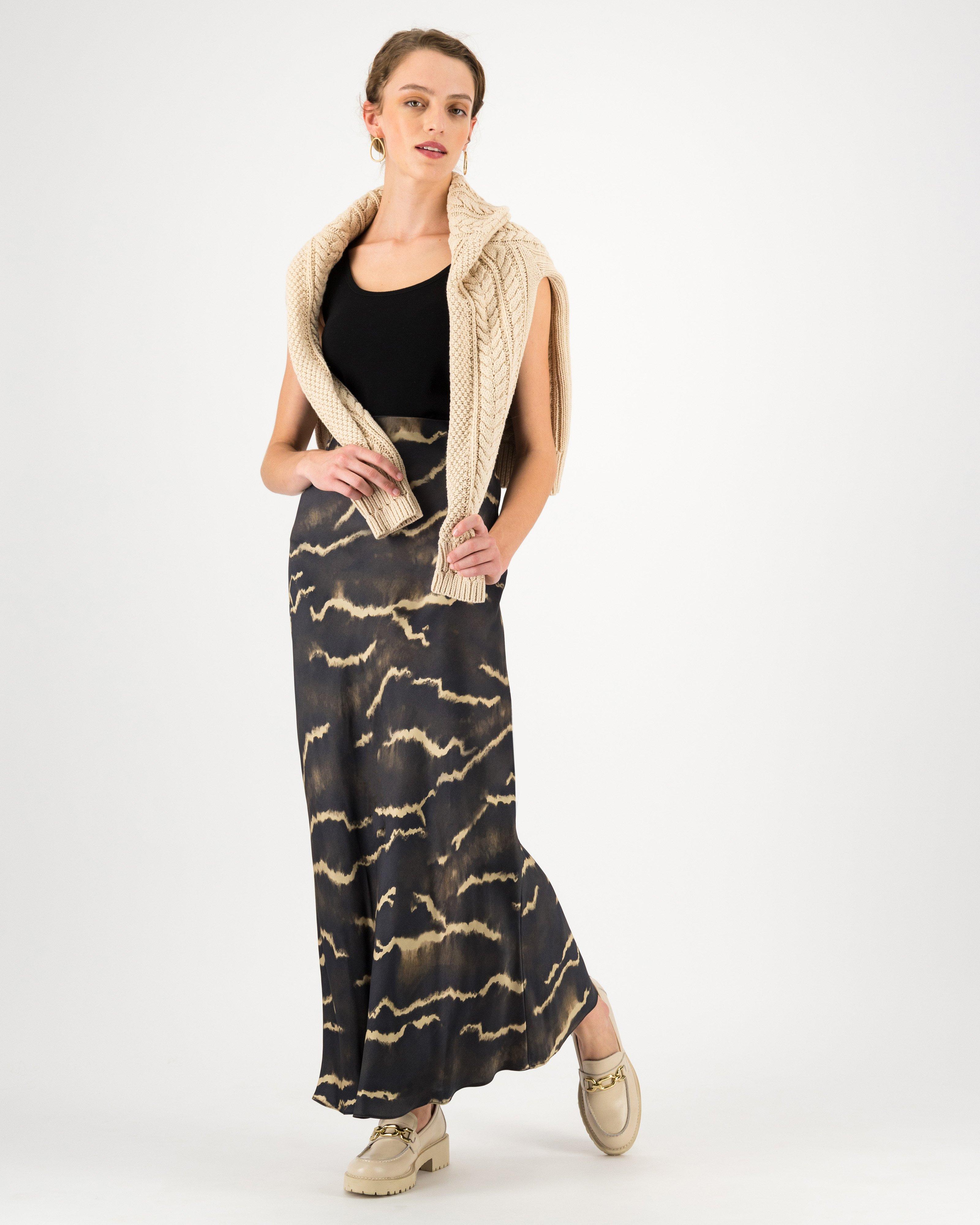 Noelle Slim Printed Skirt -  brown