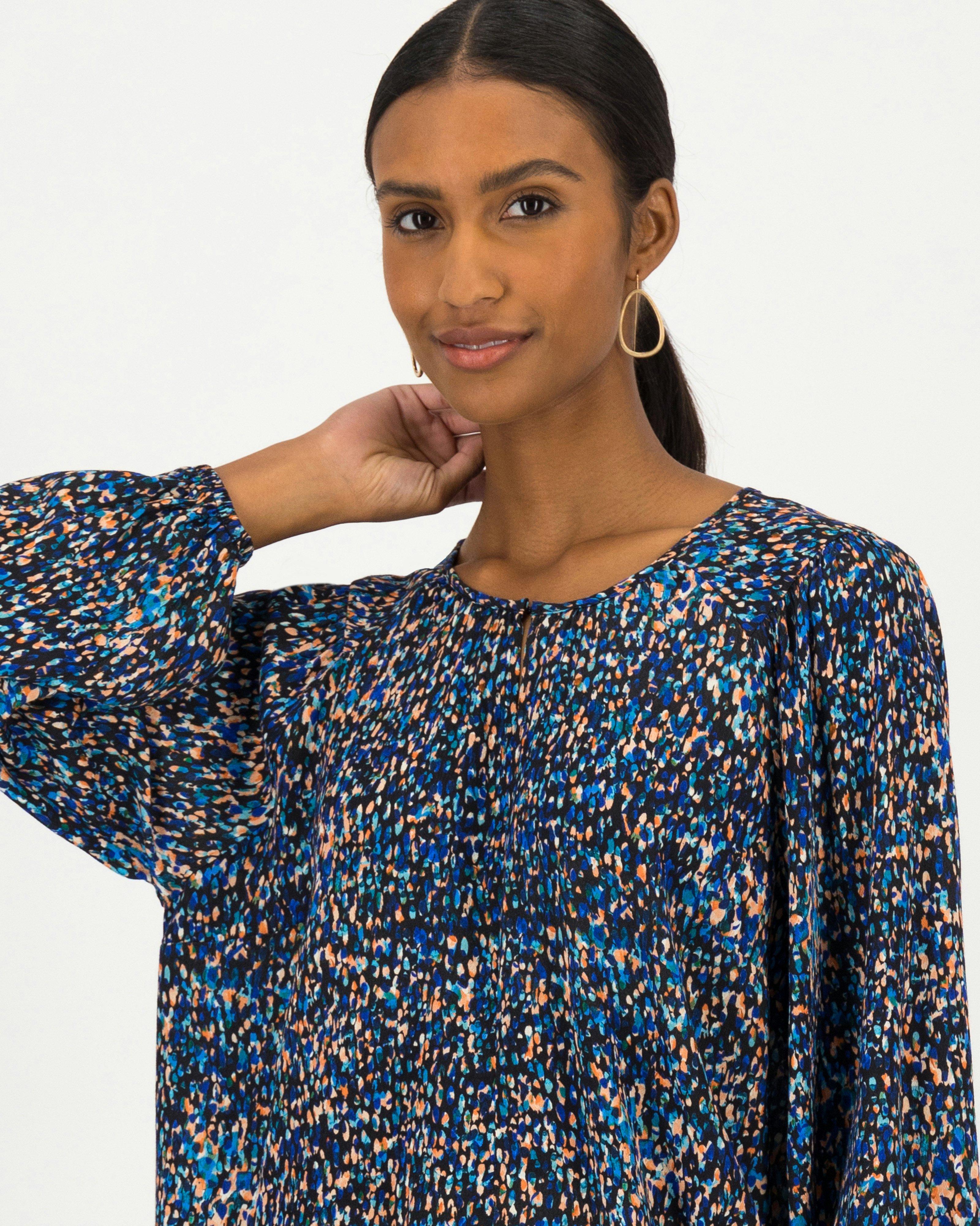 Nadine Feminine Printed Popover -  teal