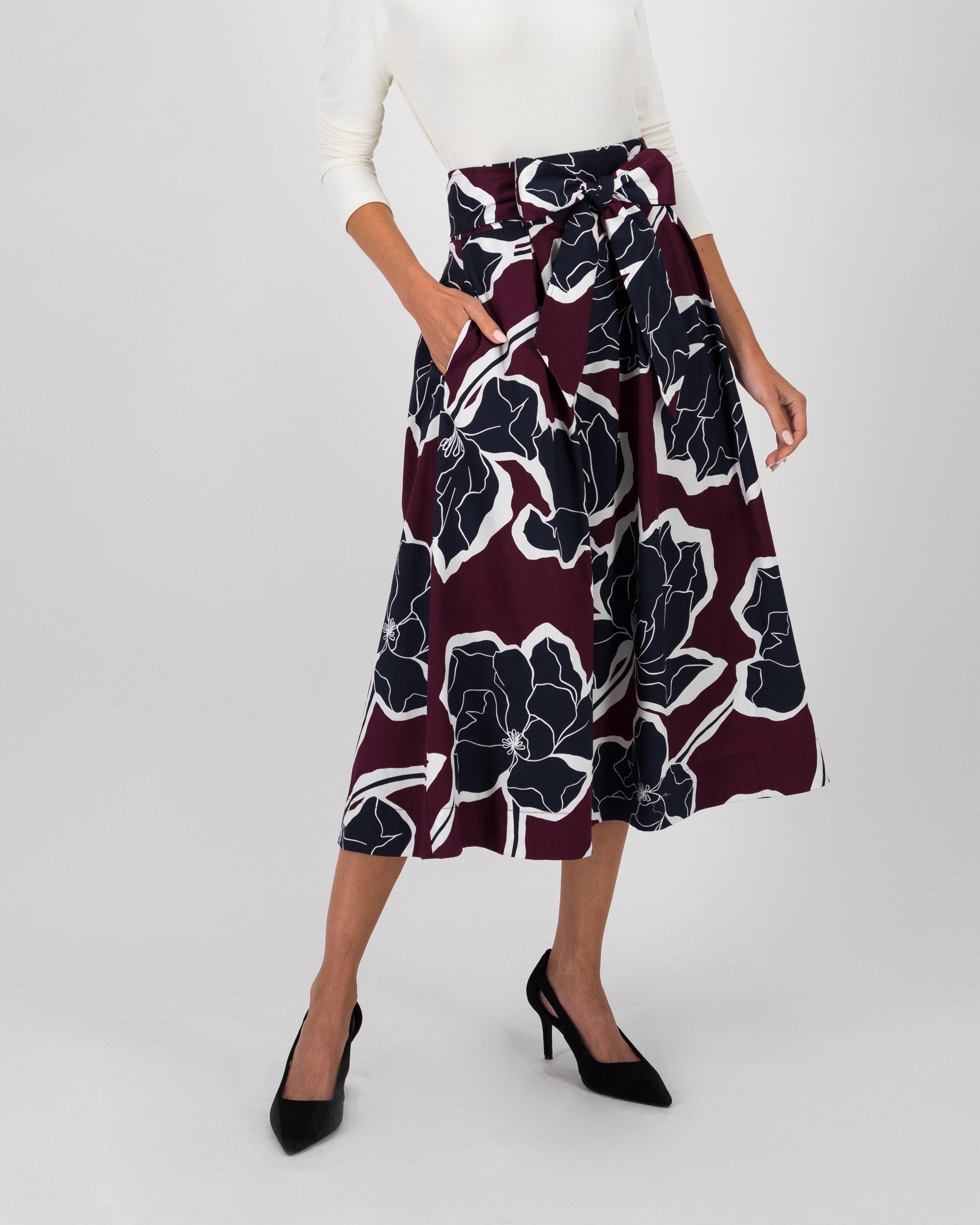 Esmee Printed Poplin Skirt -  plum