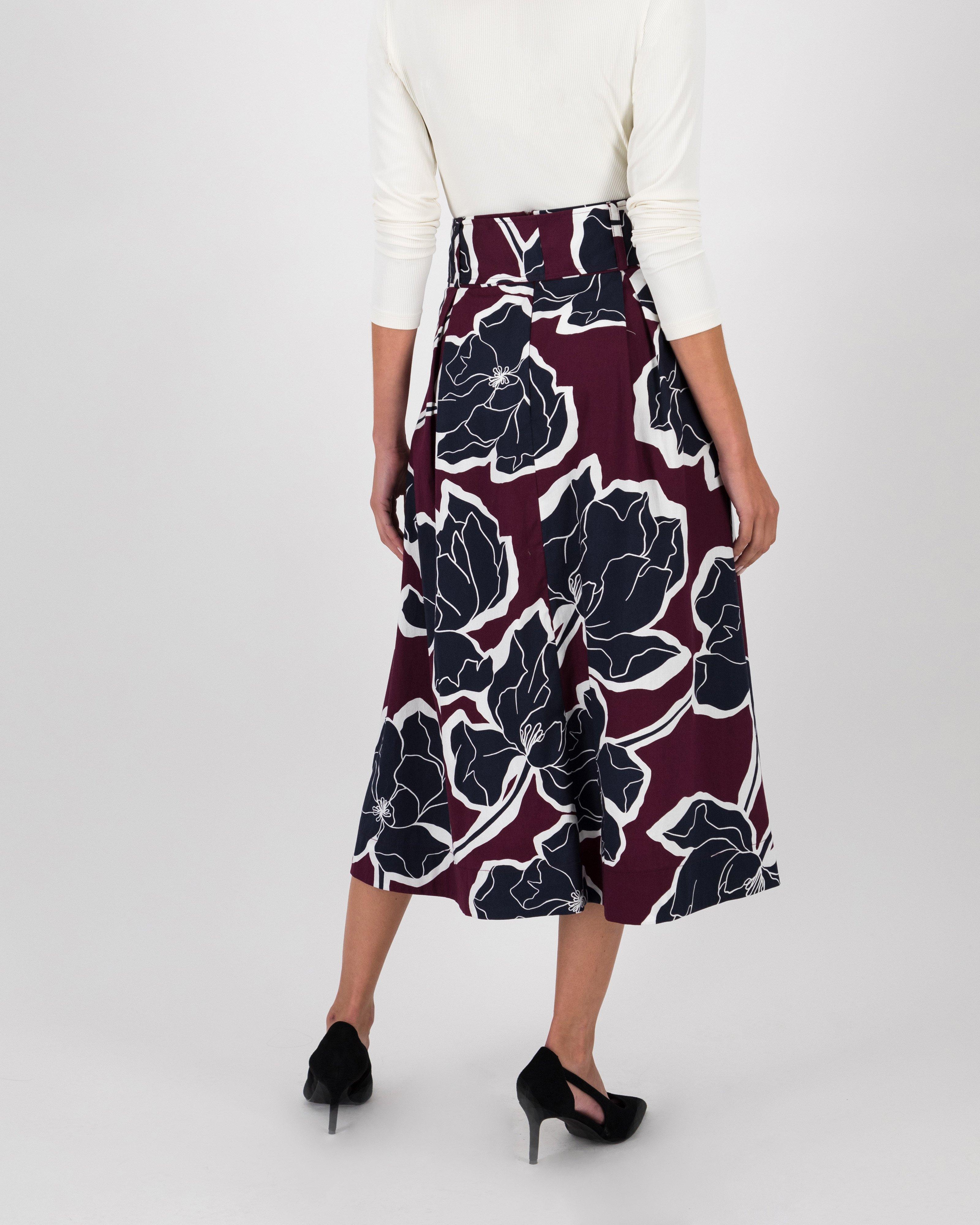 Esmee Printed Poplin Skirt -  plum