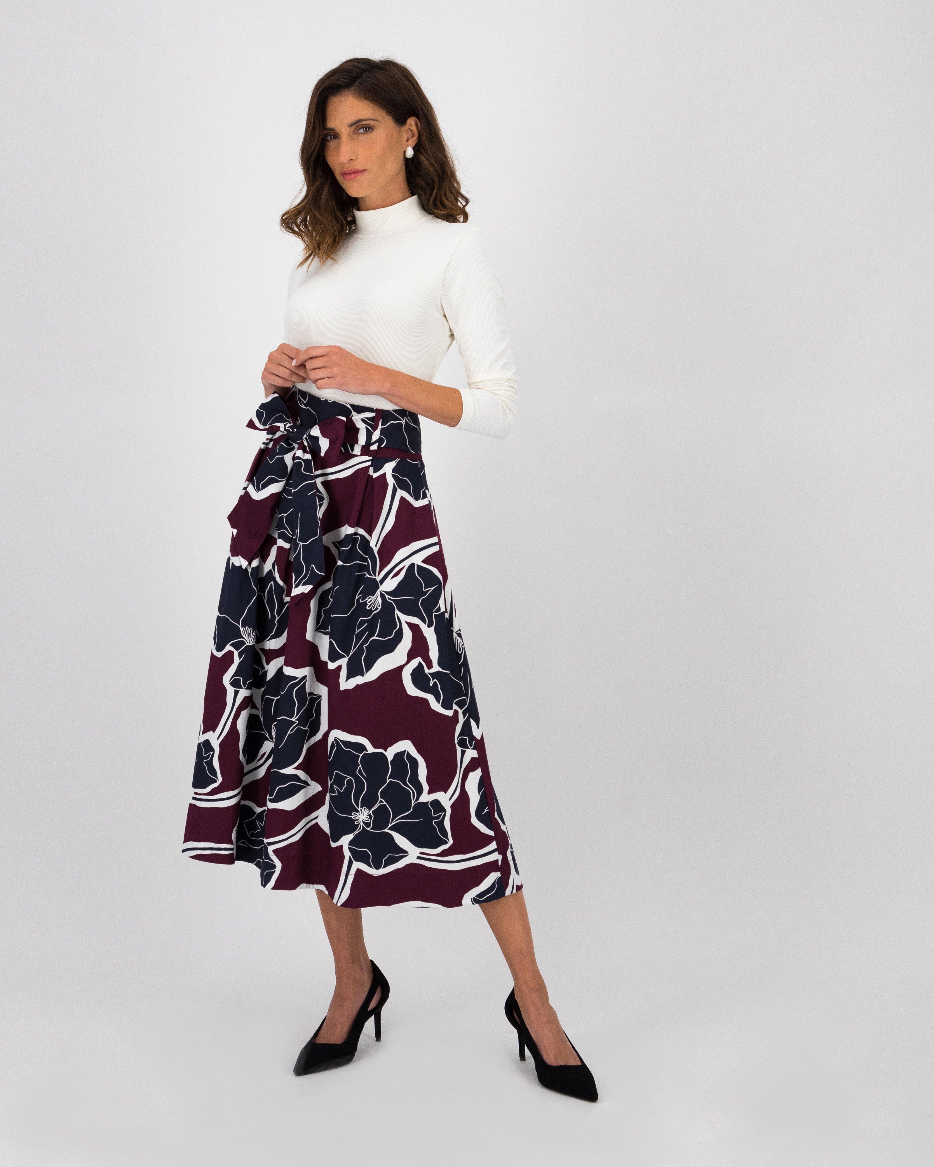 Esmee Printed Poplin Skirt -  plum