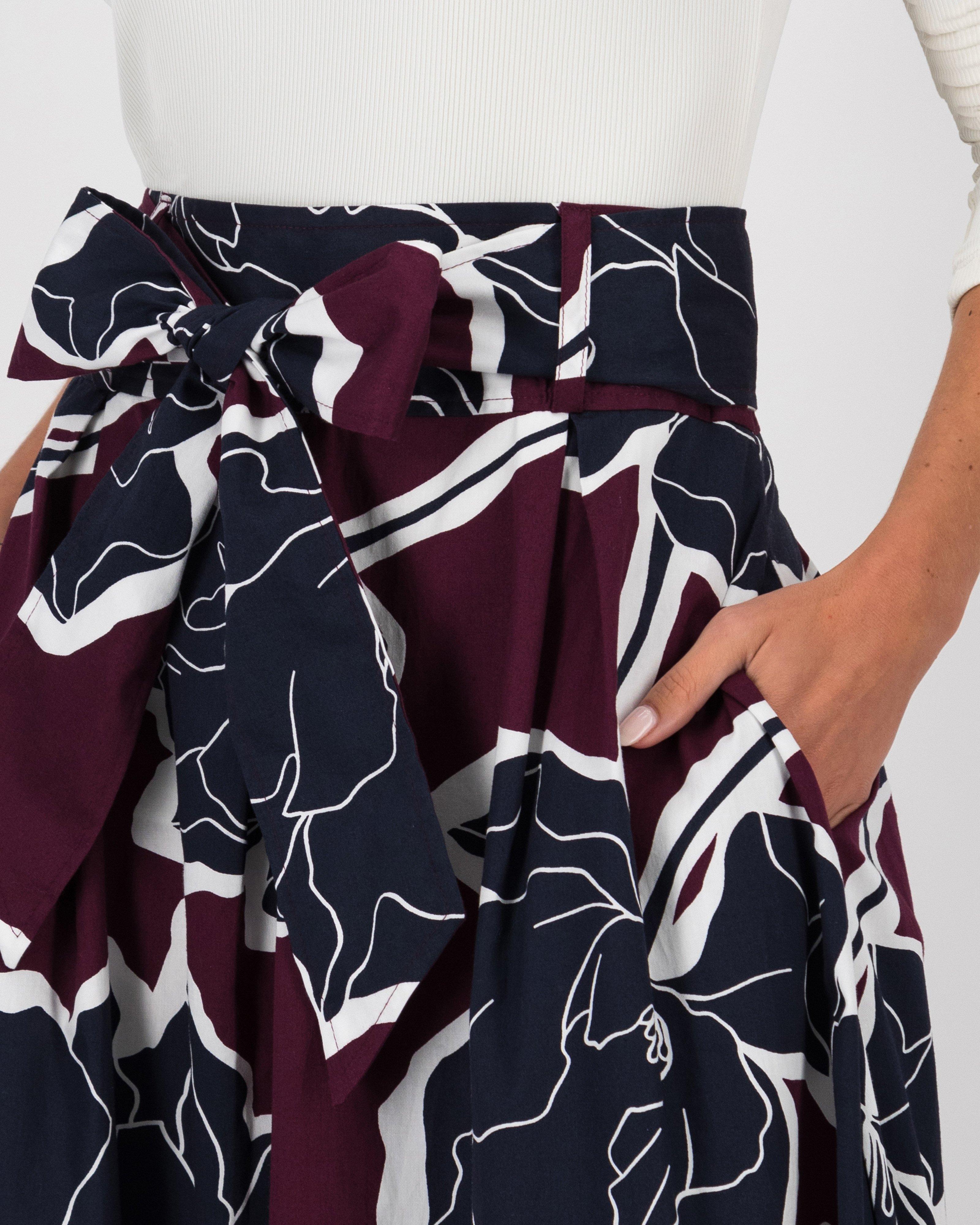 Esmee Printed Poplin Skirt -  plum