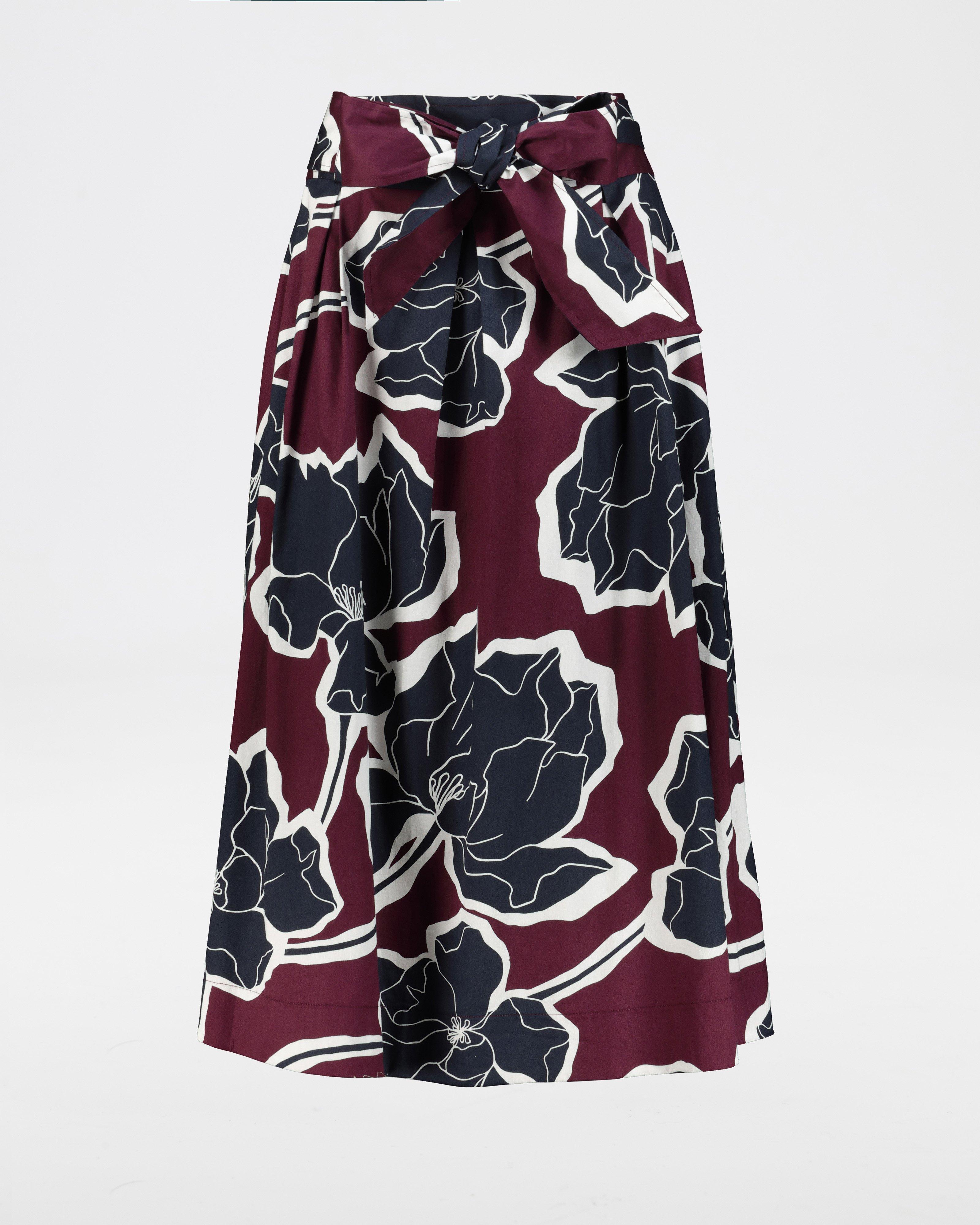 Esmee Printed Poplin Skirt -  plum